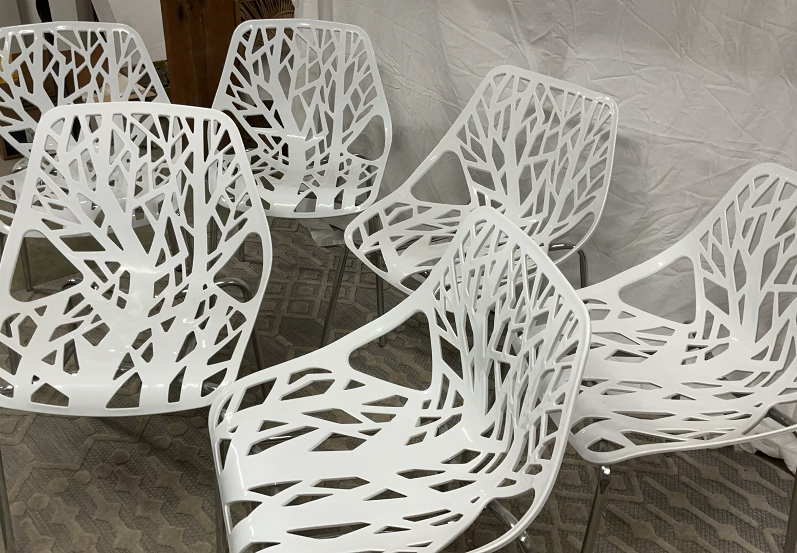 6 More White Plastic Bird Nest Chairs - image 1 of 3
