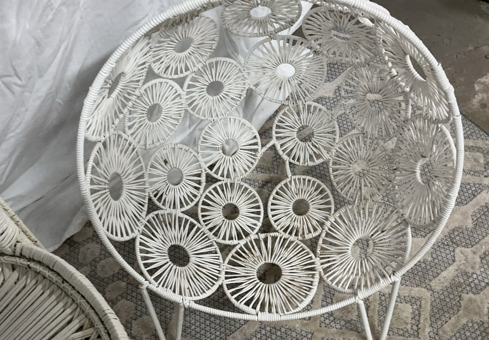 Vintage White Rattan Chair, Decor - image 4 of 5