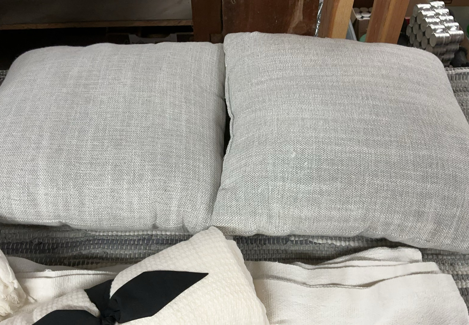 White and Gray Textile Set with Cushions, Throws, Rug, and Storage Basket - image 4 of 8