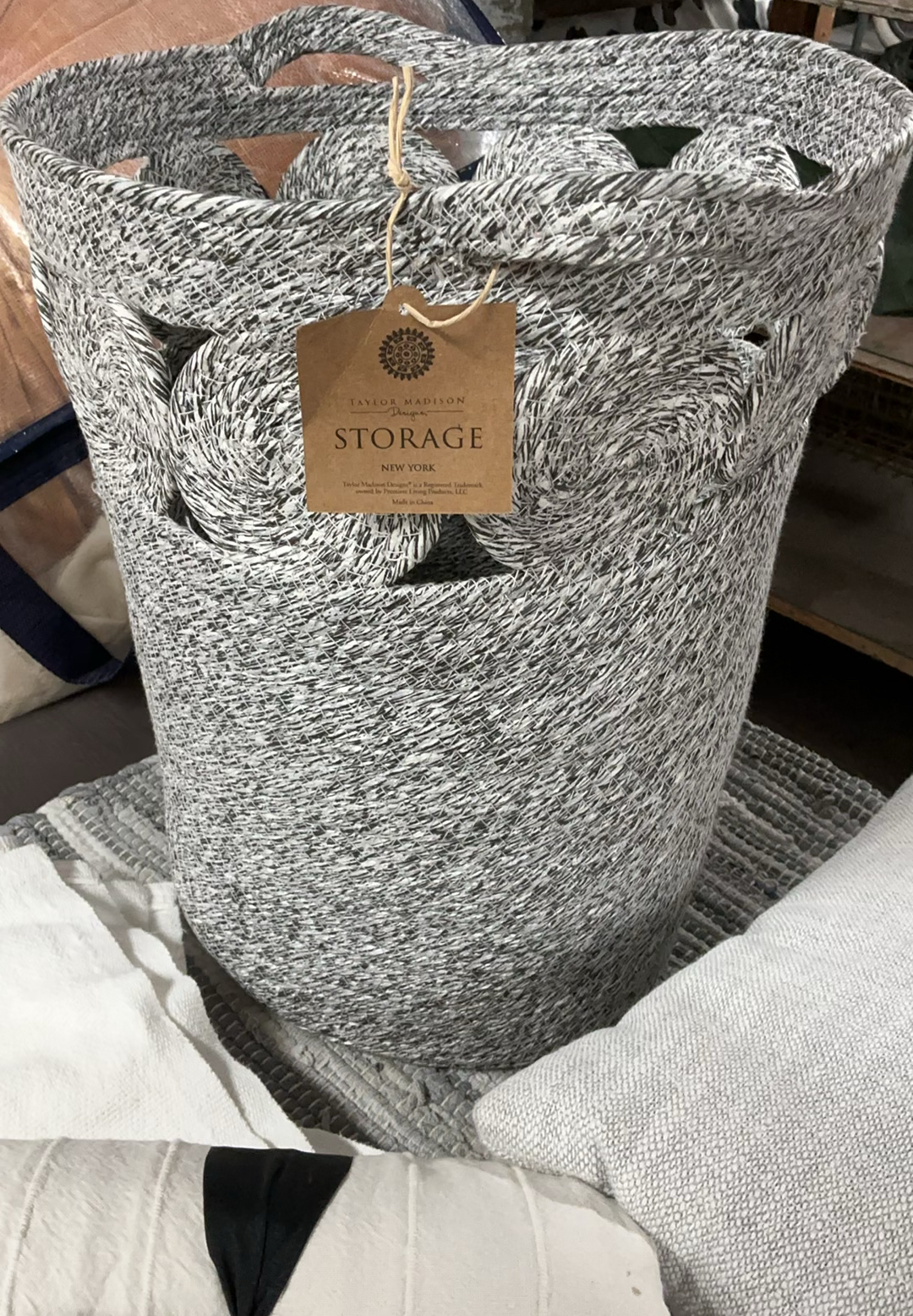 White and Gray Textile Set with Cushions, Throws, Rug, and Storage Basket - image 3 of 8