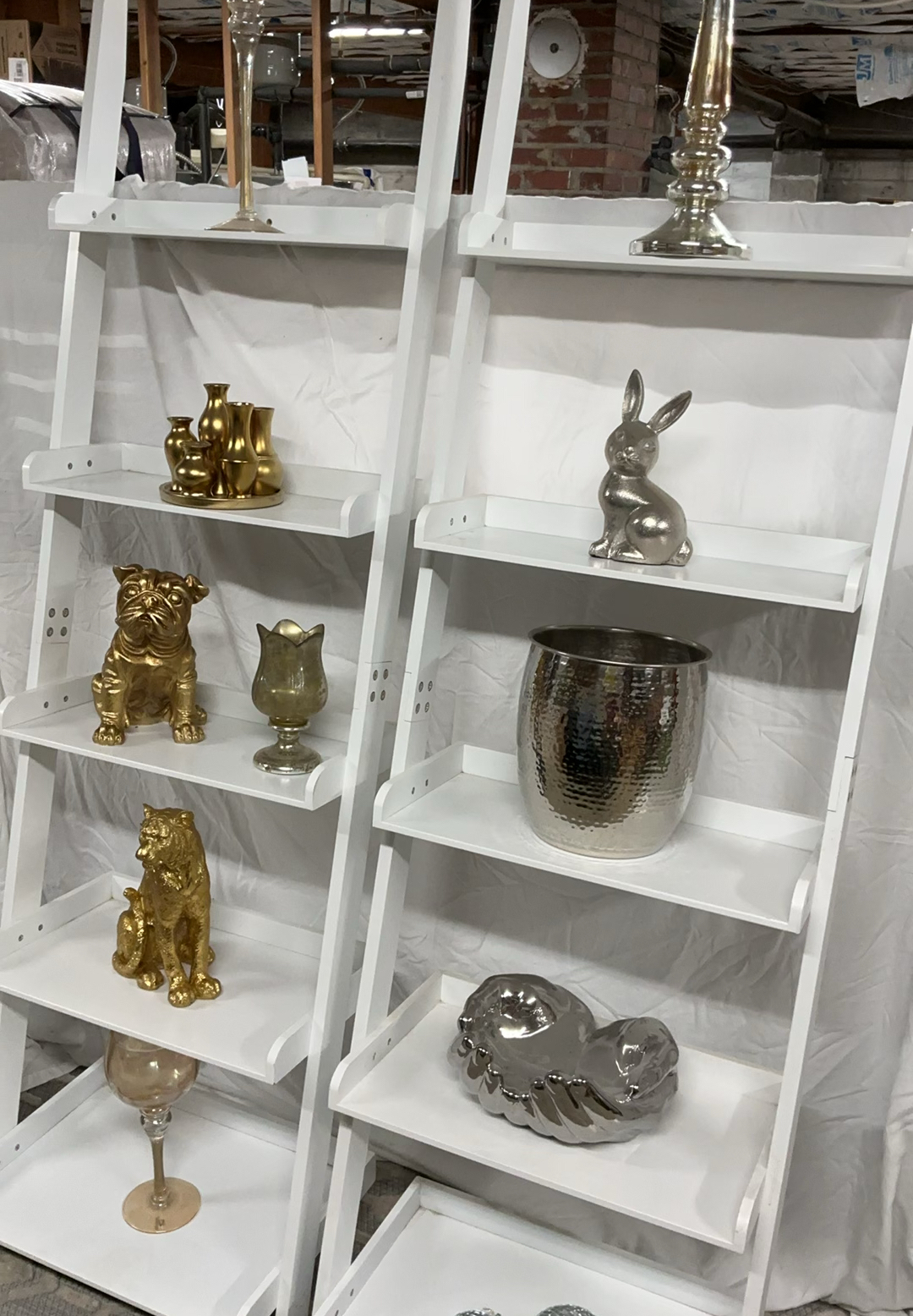 2 White IKEA Shelving, Silver & Gold Decor - image 1 of 6