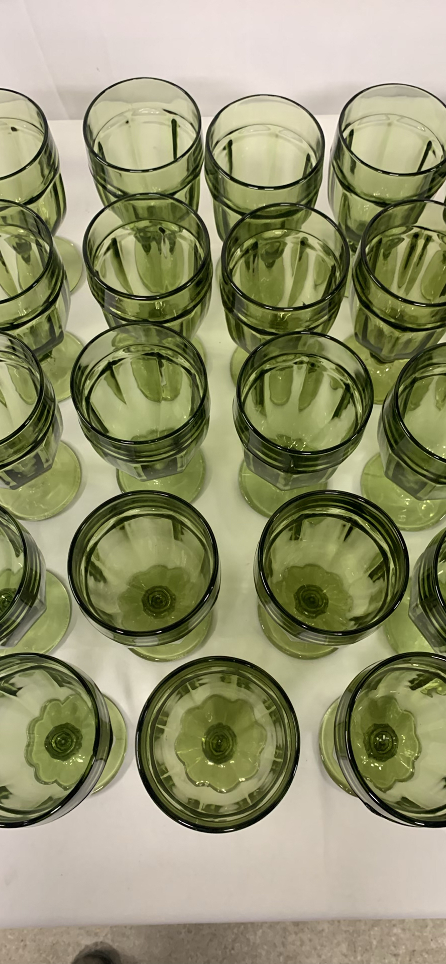 Green Glass Stemmed Goblets - image 3 of 4