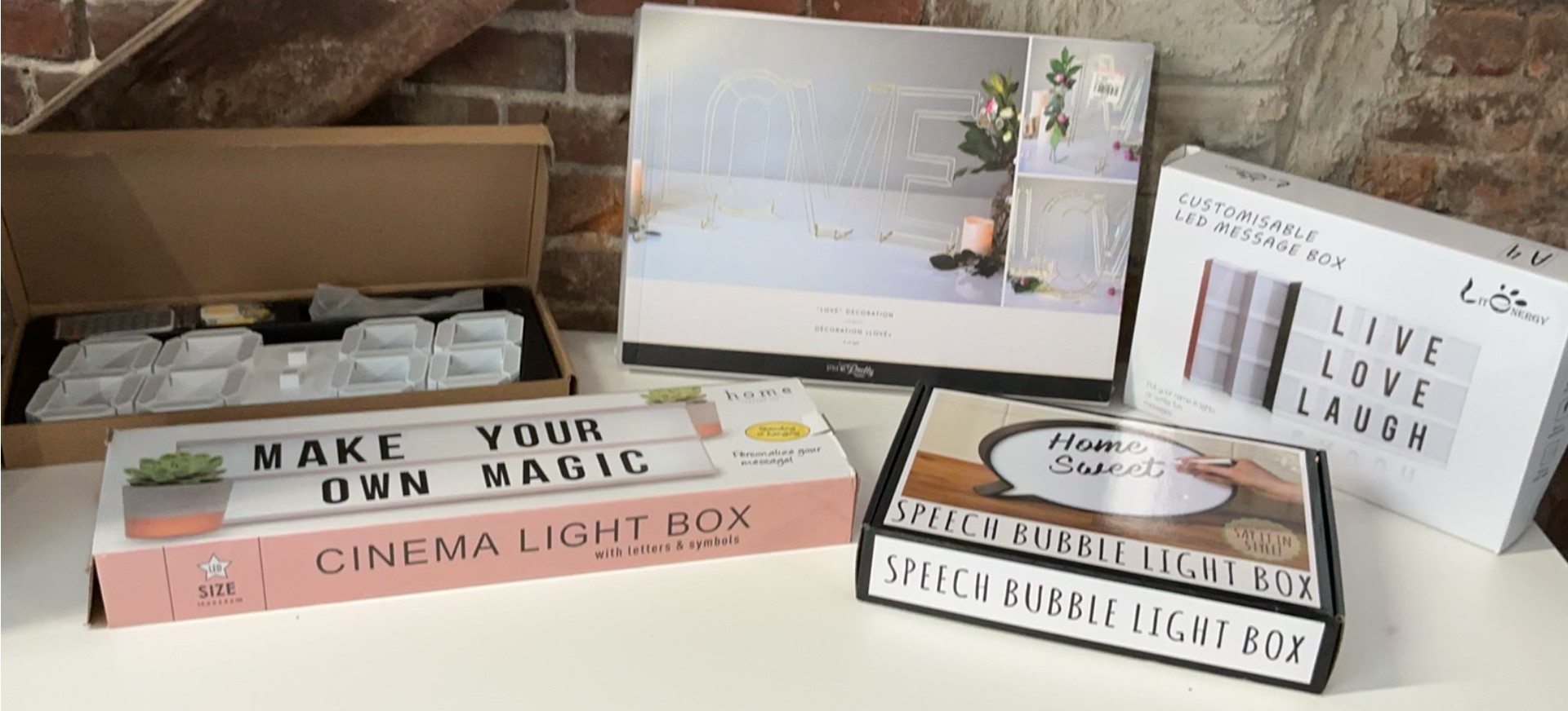 LED light boxes and 3D LED wall clock set - image 1 of 7