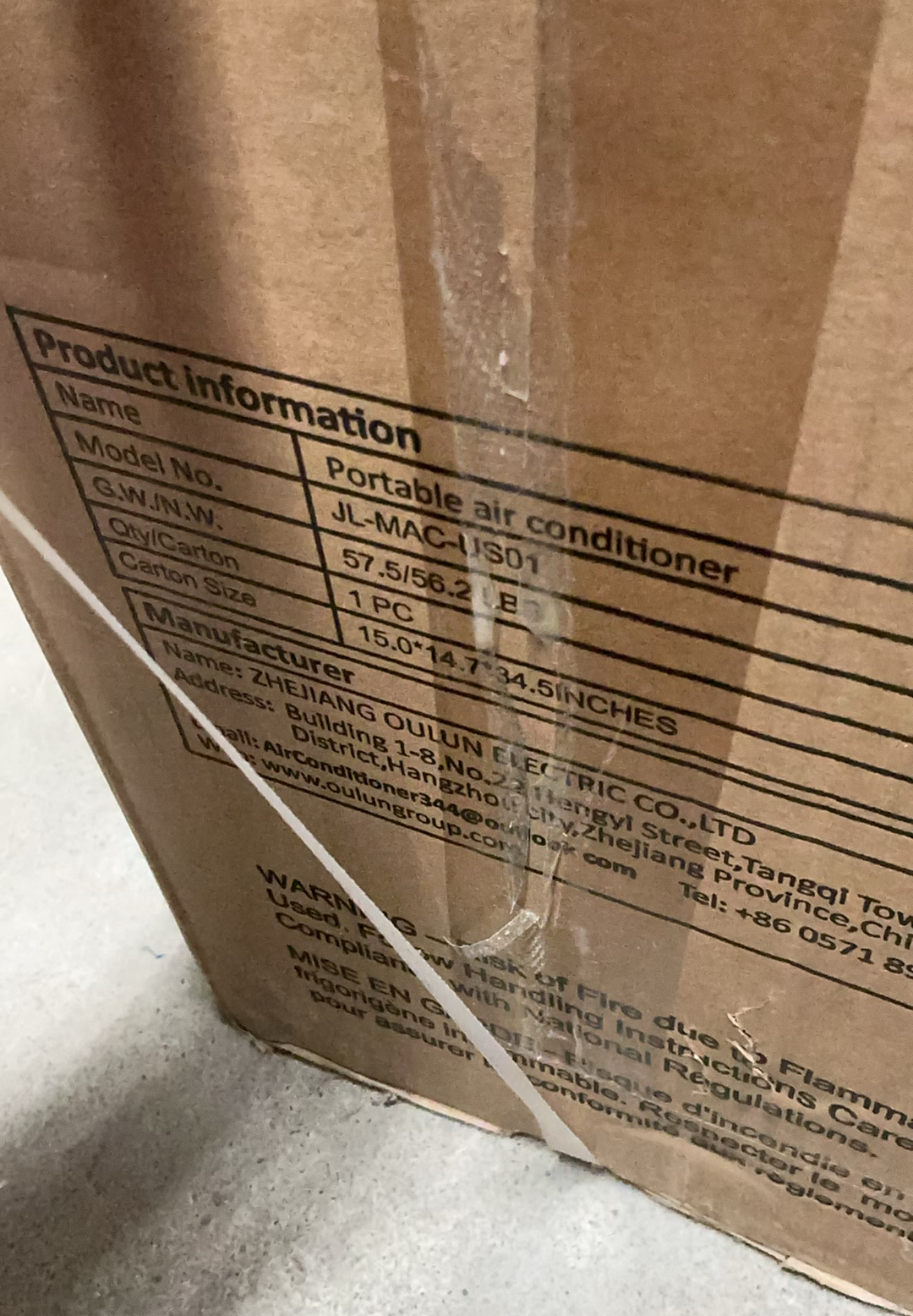 New Portable Air Conditioner still in box - image 2 of 3