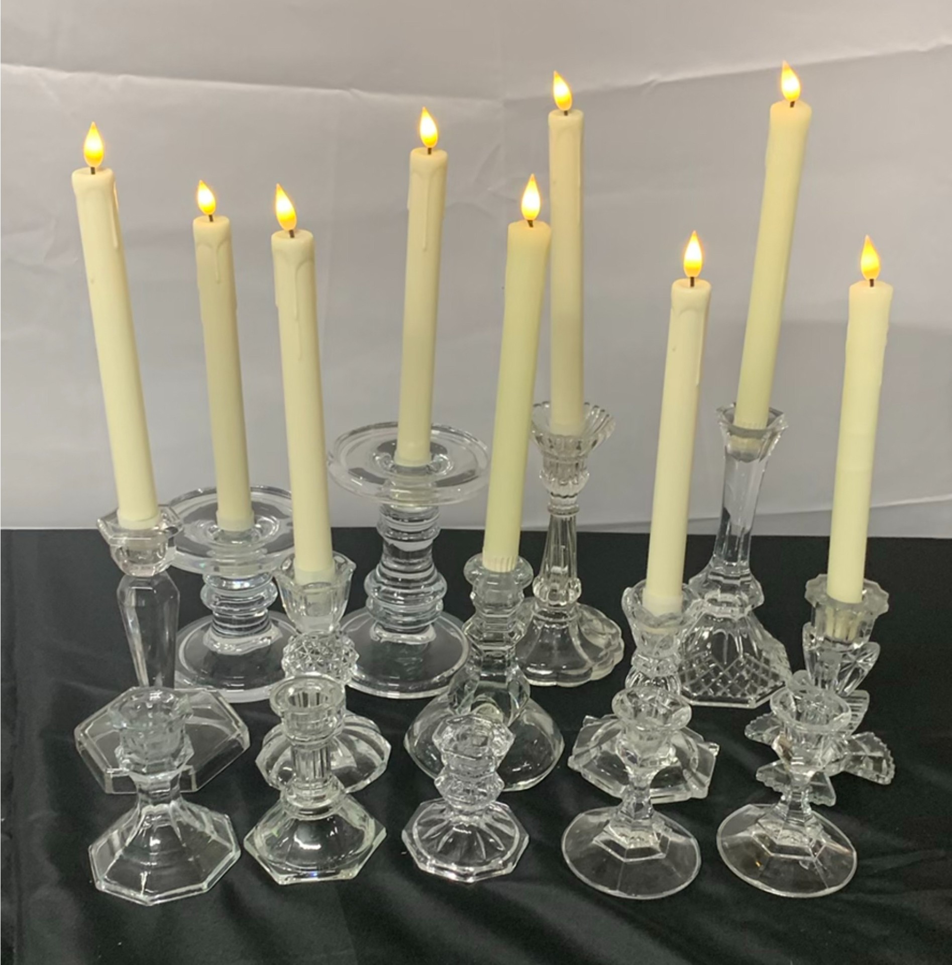 Clear Glass Taper Candle Holders And Candles - image 1 of 7