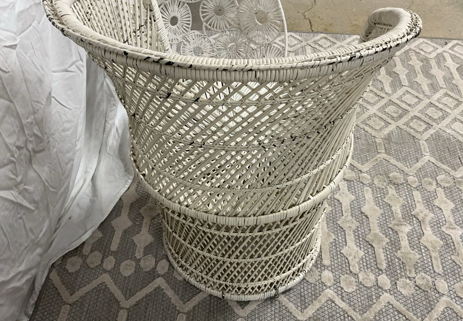 Vintage White Rattan Chair, Decor - image 3 of 5