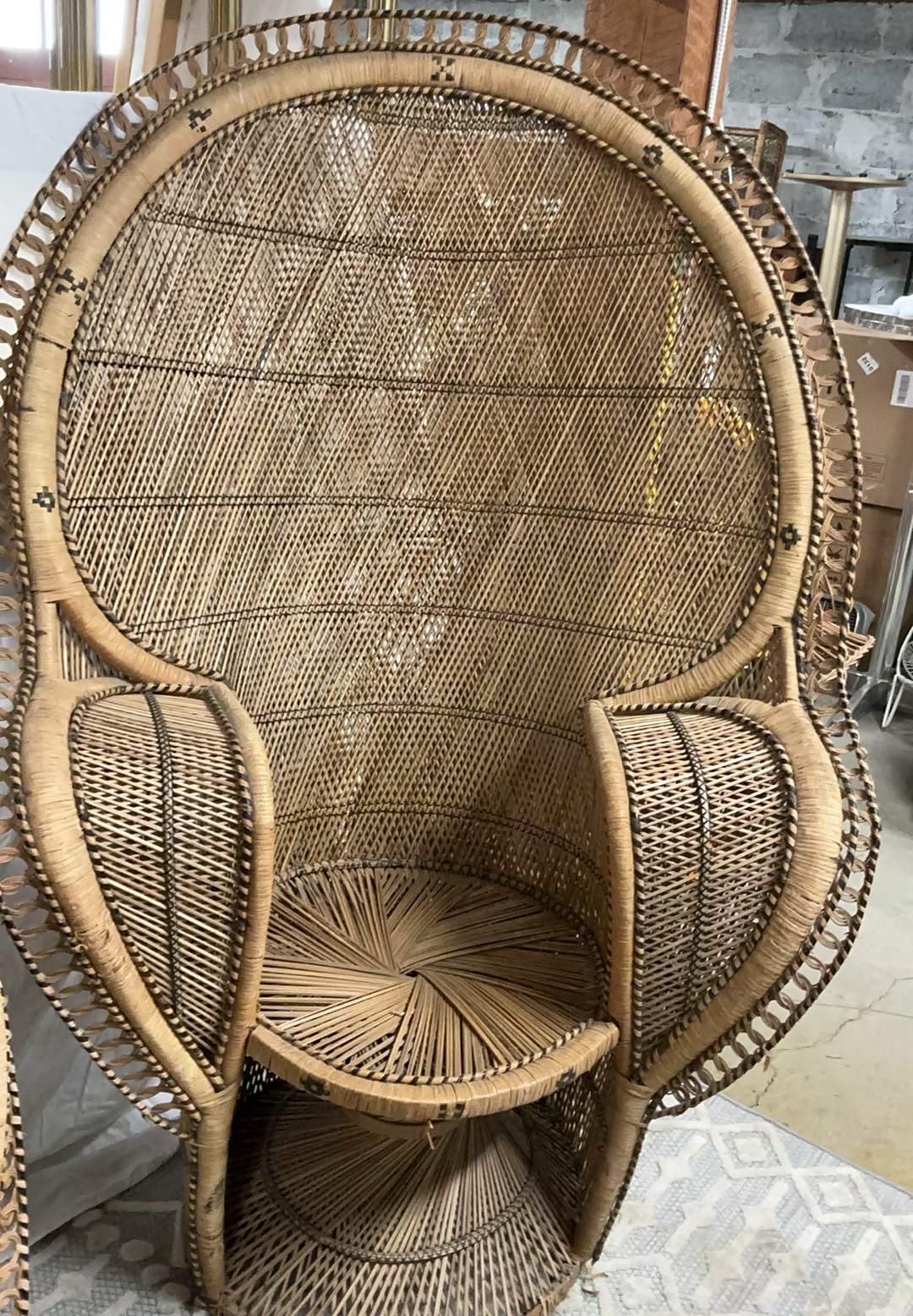 Two Vintage Bohemian Rattan Peacock Chairs - image 2 of 9