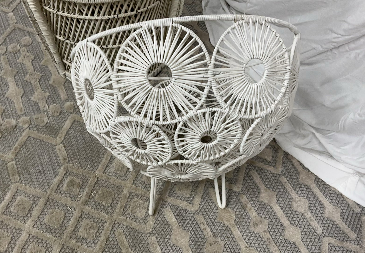 Vintage White Rattan Chair, Decor - image 5 of 5