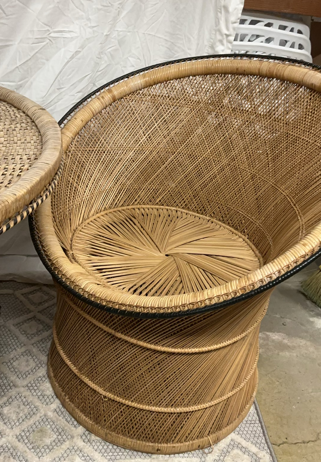 Vintage Boho Rattan Table And 2 Chairs - image 4 of 7