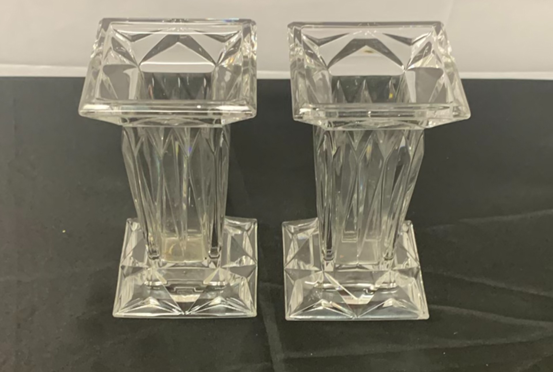 Cut Clear And Colored Glass Vases, cake plates, candle holders, etc. - image 6 of 9