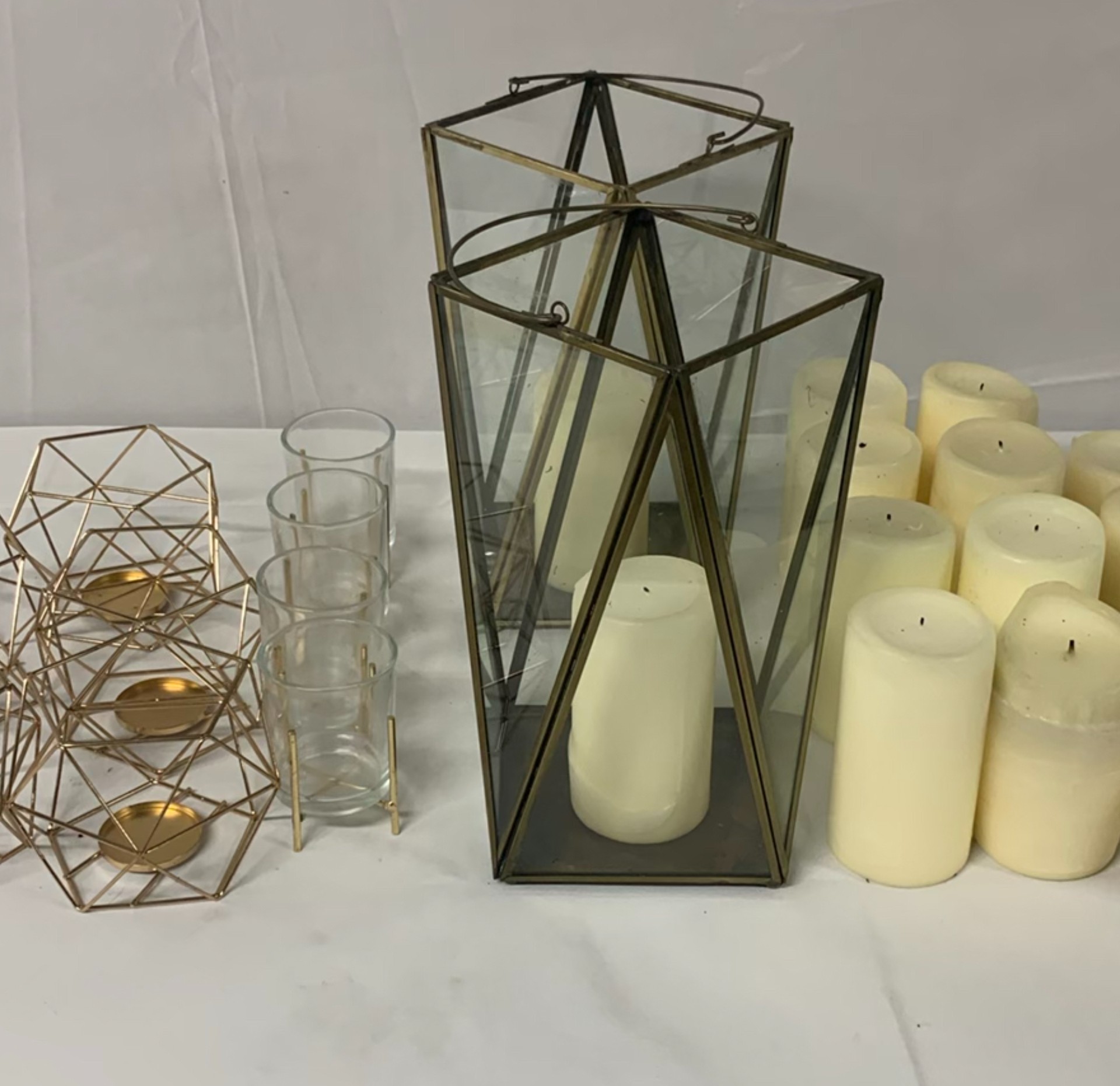 Copper And Brass Toned Candle Holders And Candles - image 2 of 8
