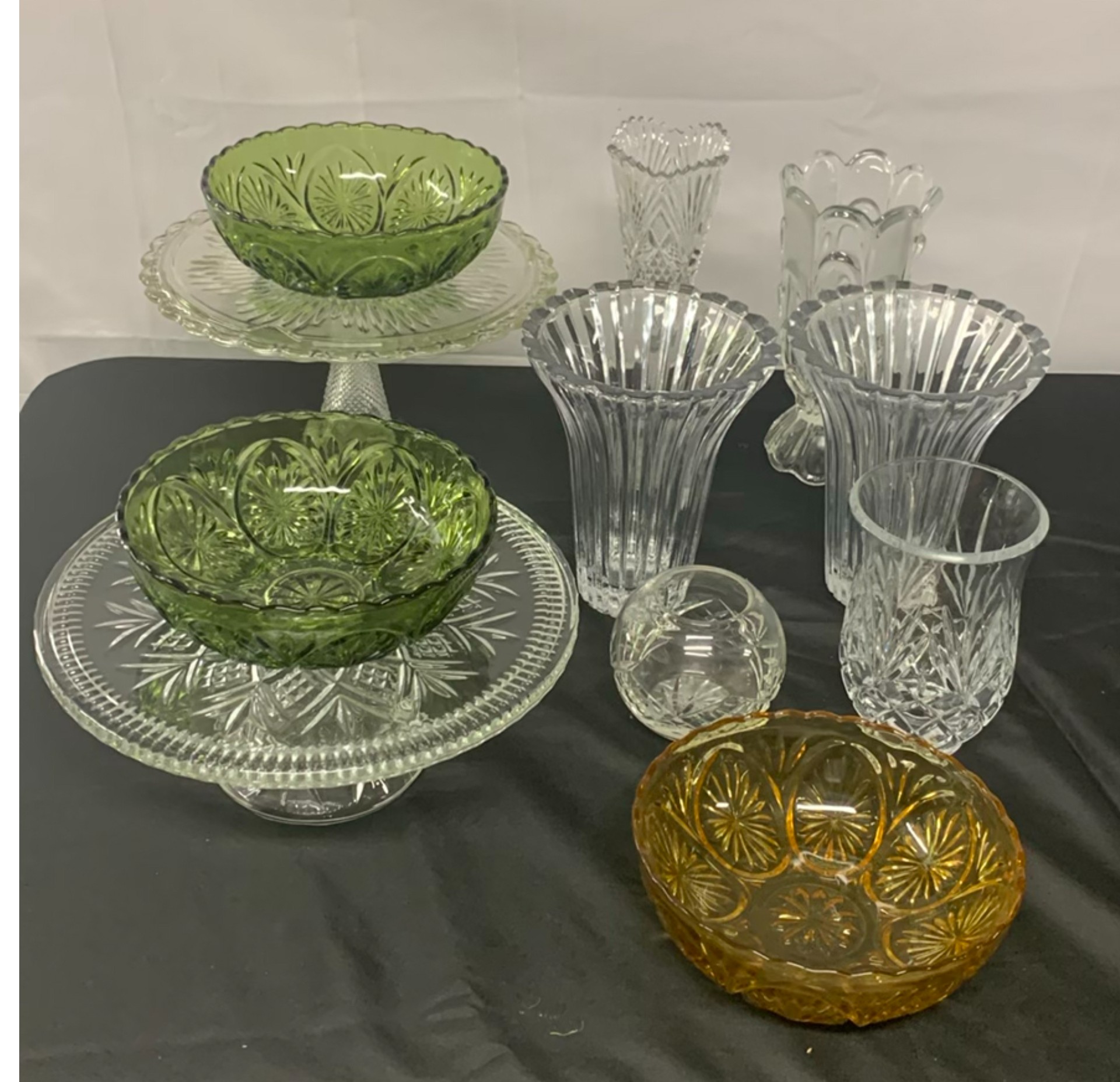 Clear And Colored Cut Glass Serving pieces - image 1 of 9