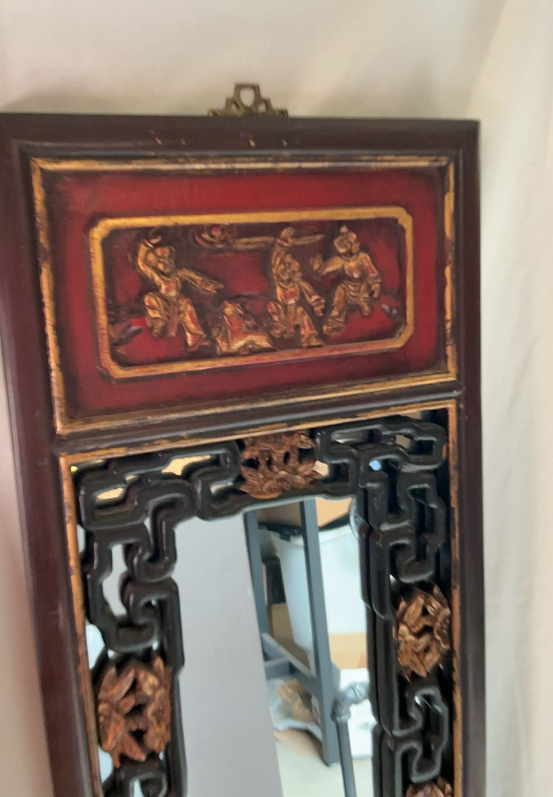 Two Asian Inspired Mirrors And A Brass Bowl - image 3 of 6