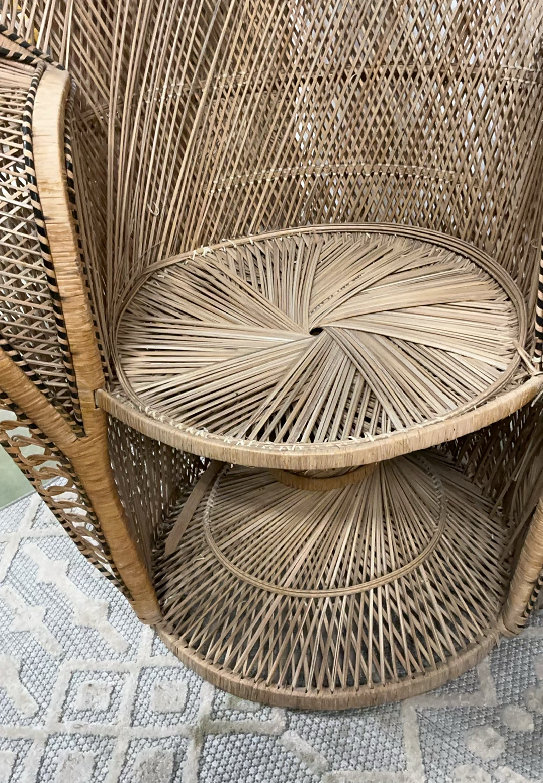 Two Vintage Bohemian Rattan Peacock Chairs - image 5 of 9