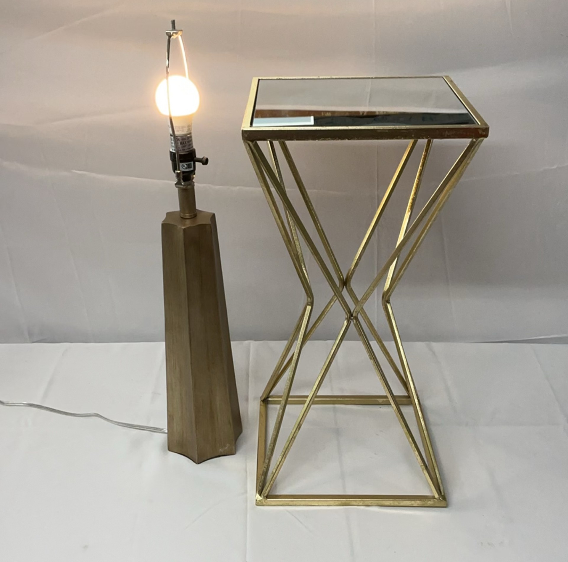 Gold Side Table And Lamp - image 1 of 4