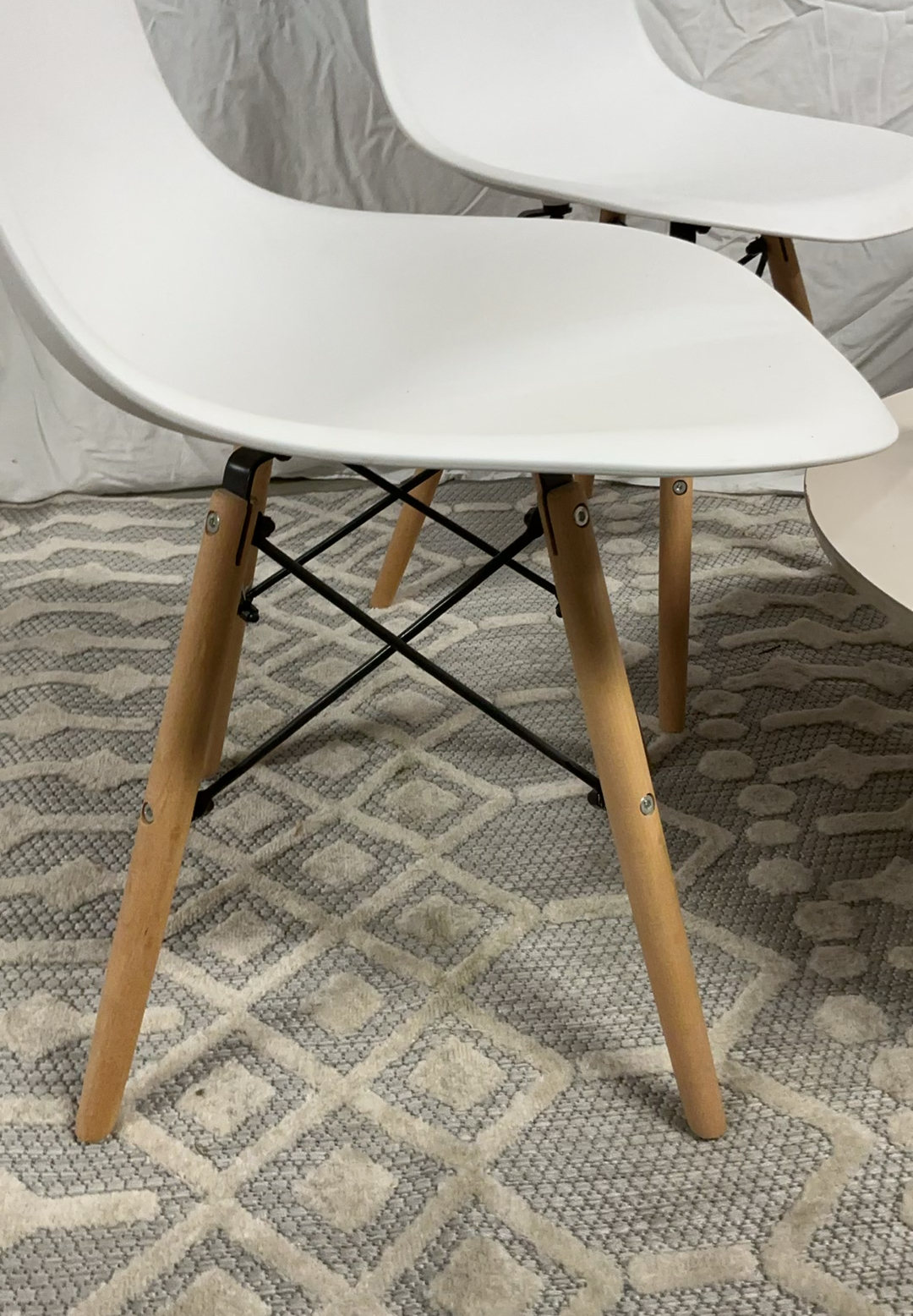4 White Plastic Eiffel Chairs, Round Low Table - image 3 of 7
