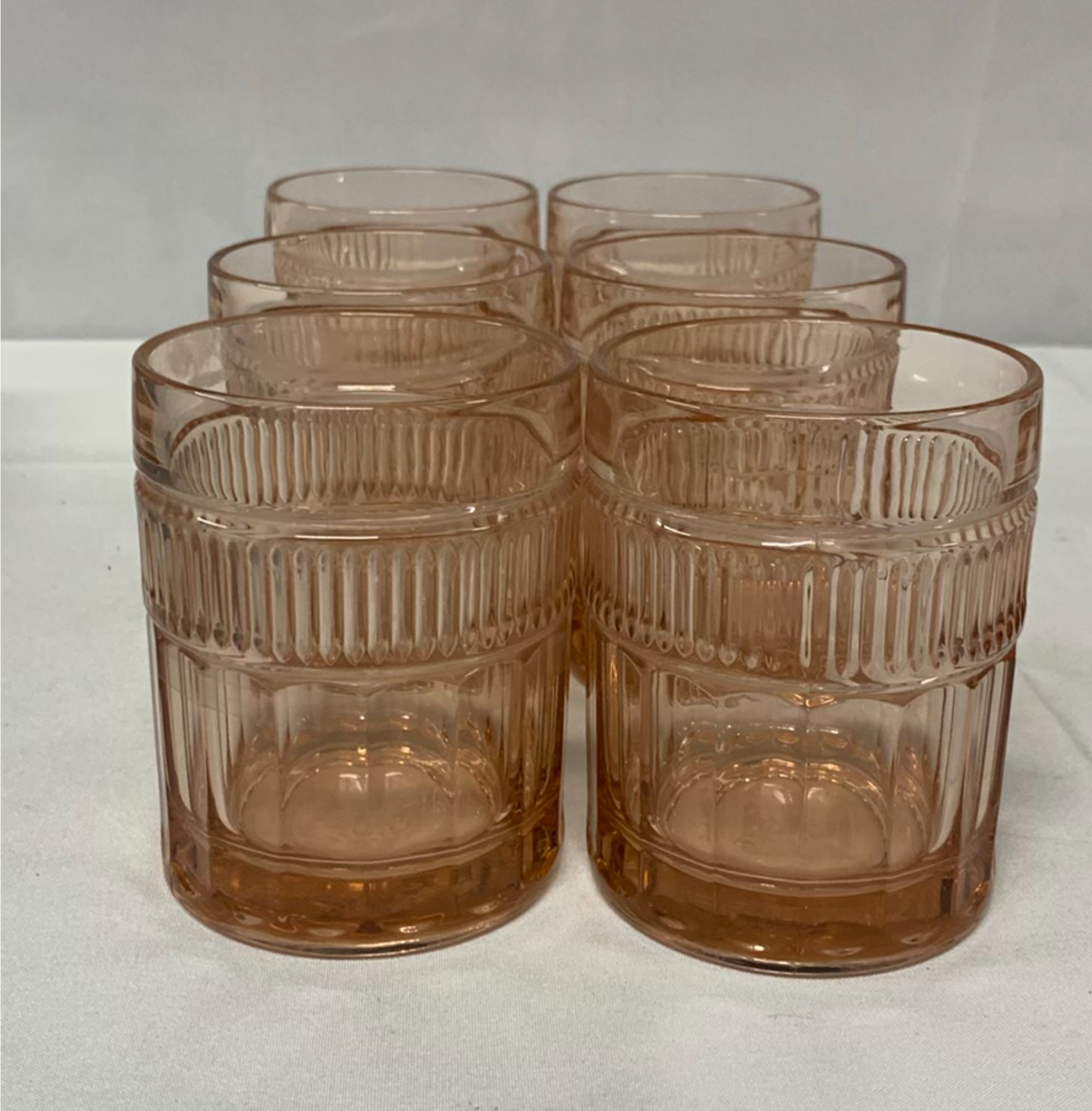 Vintage Pink Tinted Glass Goblets and Tumblers Set - image 2 of 8