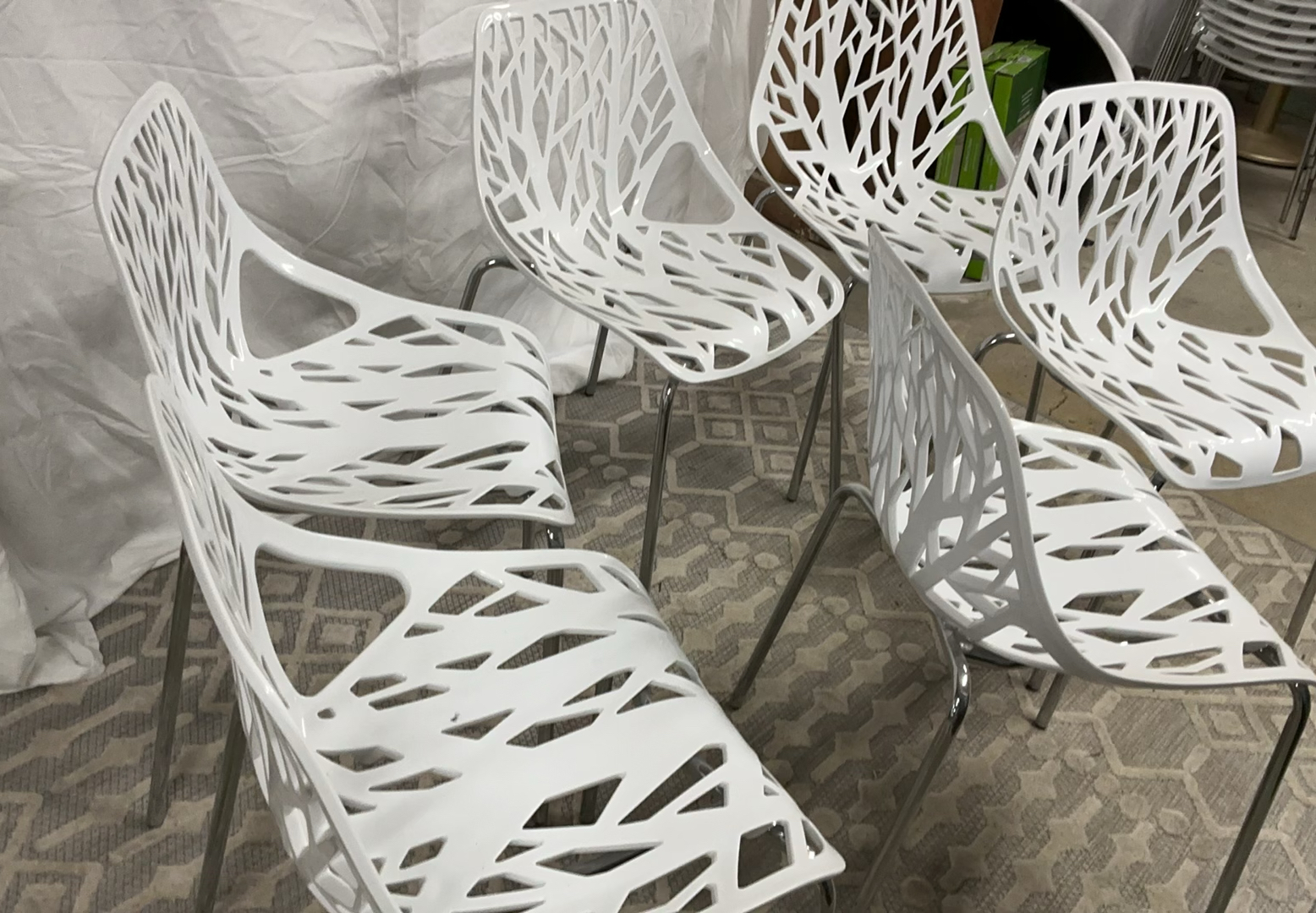 6 More White Plastic Bird Nest Chairs - image 2 of 3