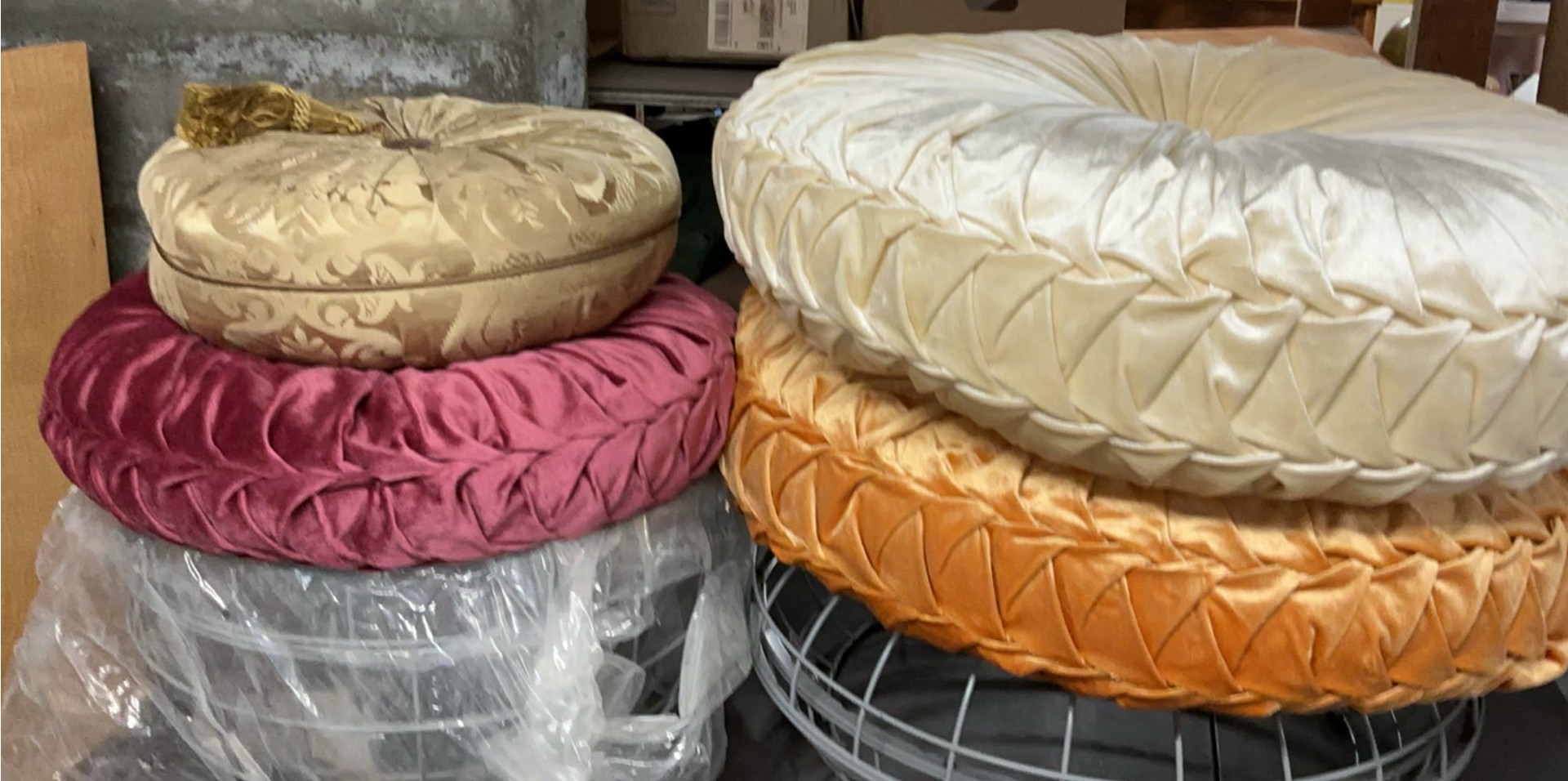4 Metal IKEA Round Ottomans, NEW - image 8 of 12