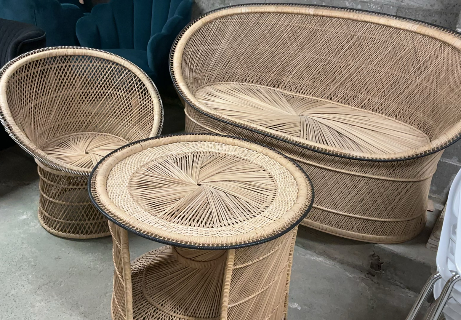 Vintage Boho-chic Rattan Seating Arrangement - image 1 of 7