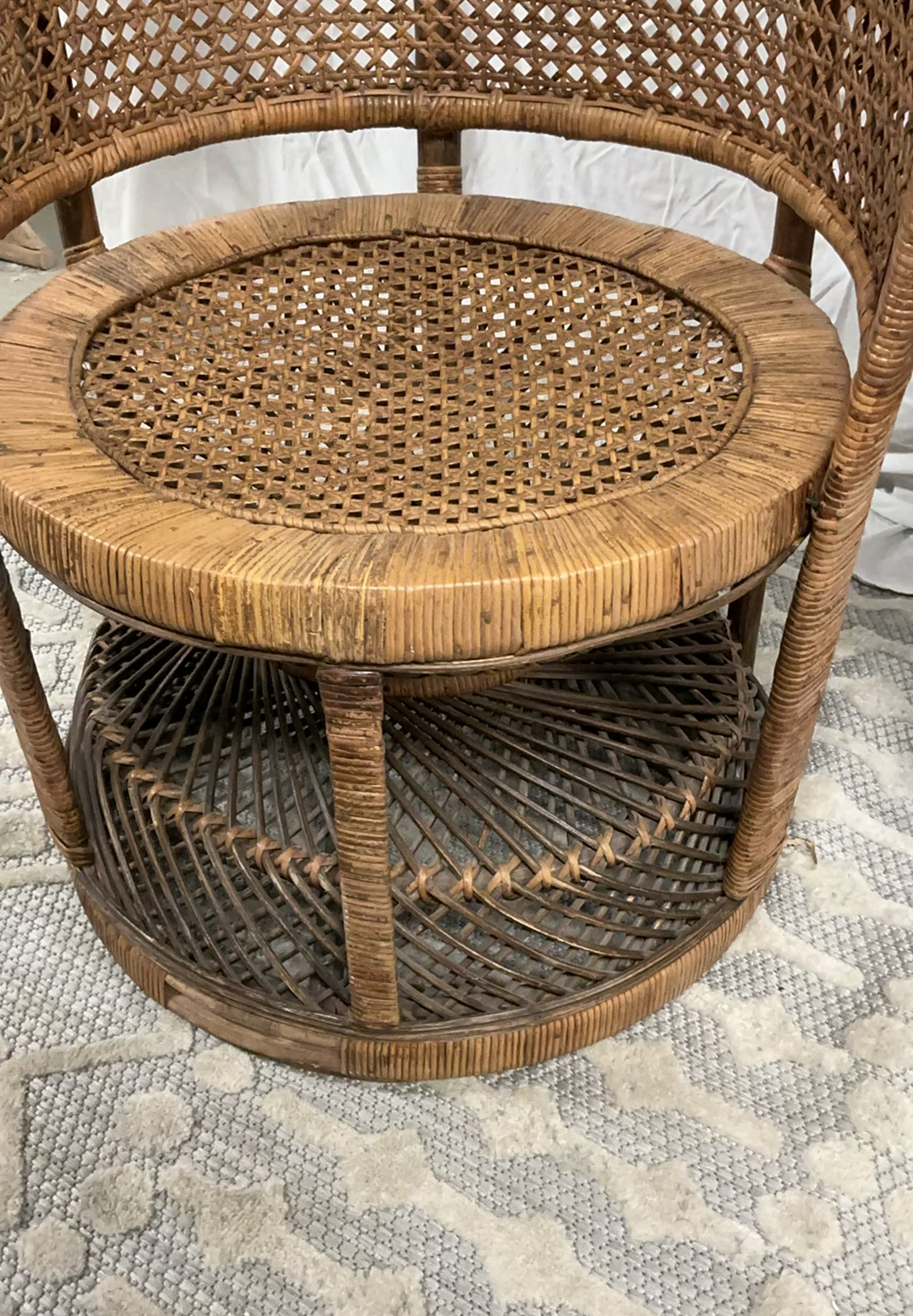 Vintage Boho Rattan Peacock Chair And Bookshelf - image 3 of 6