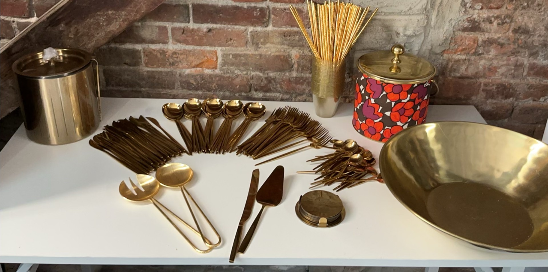 Lot Of Gold Flatware, And Serving Pieces - image 1 of 9