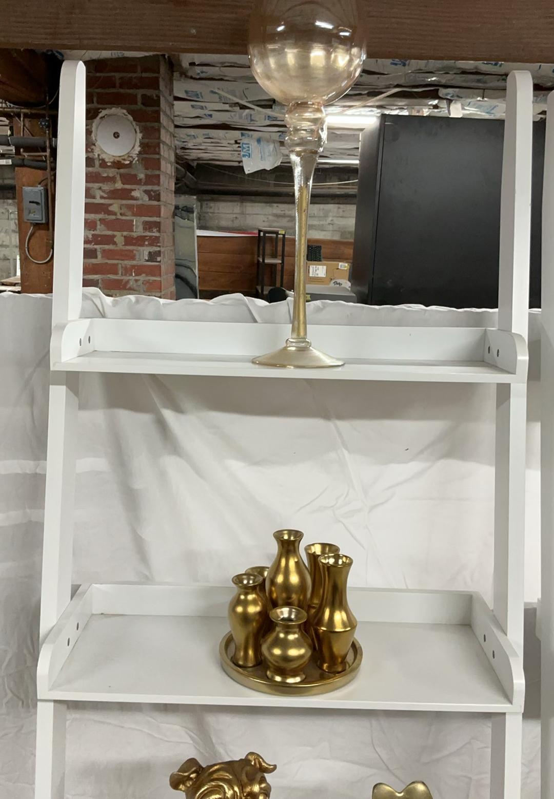 2 White IKEA Shelving, Silver & Gold Decor - image 2 of 6