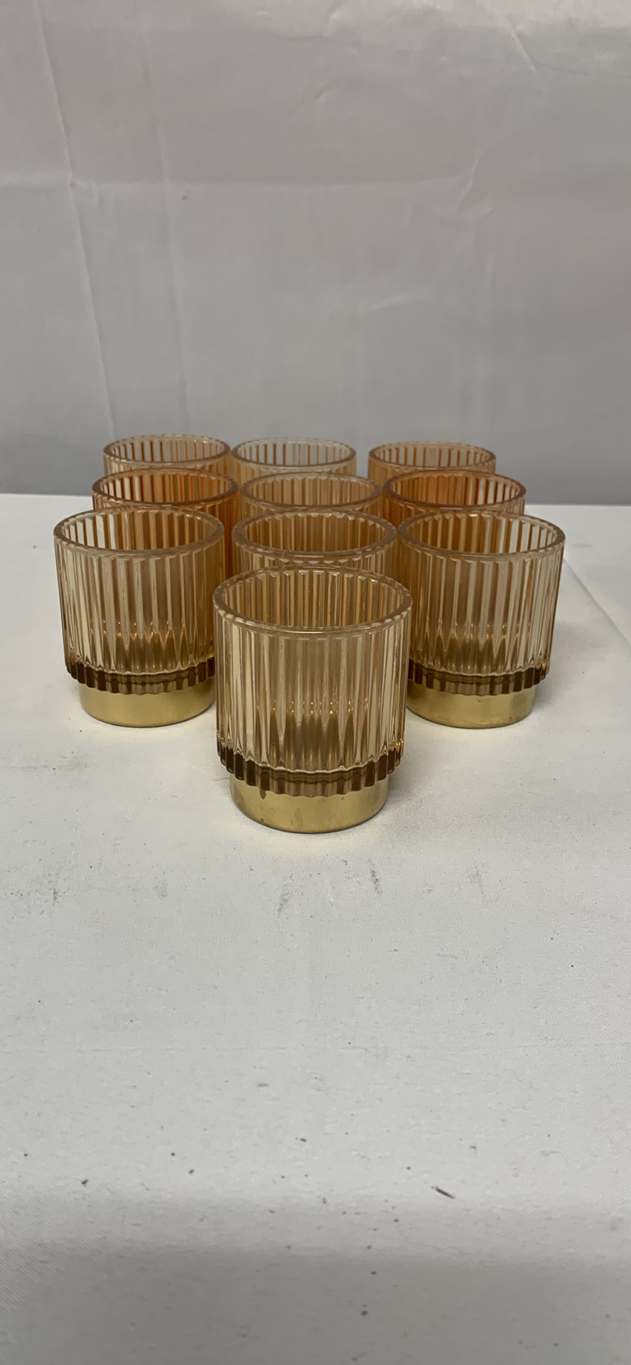 Gold Toned Metal And Glass Votive Holders - image 5 of 8