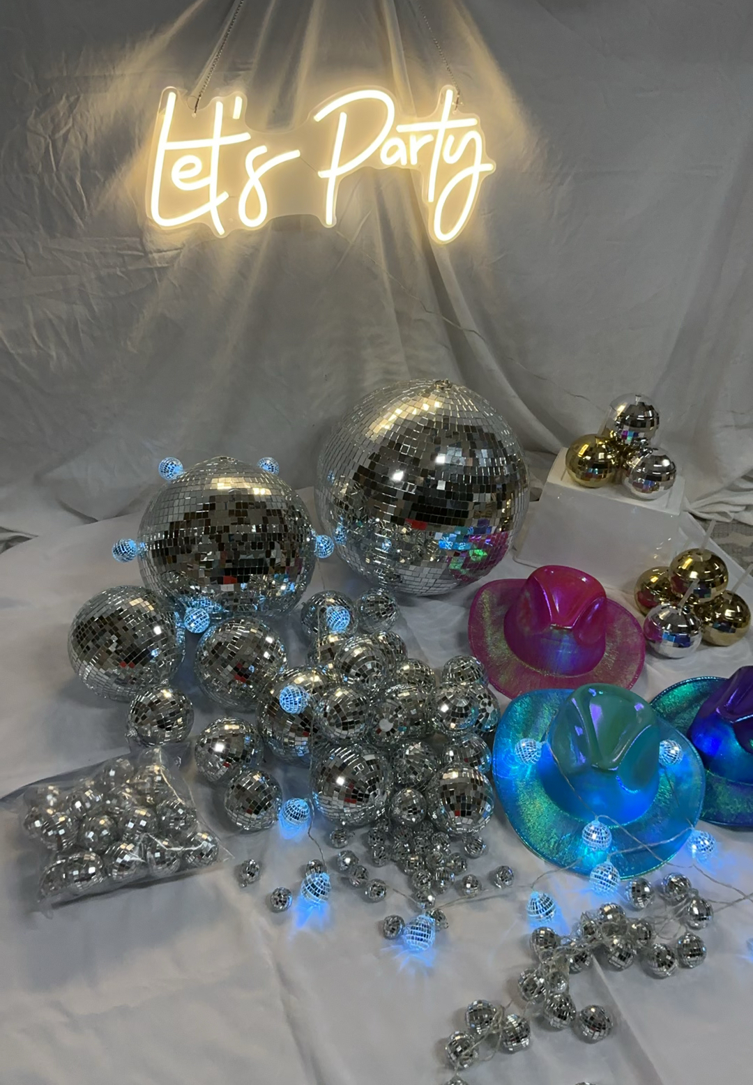 Disco Balls and Neon Party Sign with Iridescent Hats - image 3 of 9