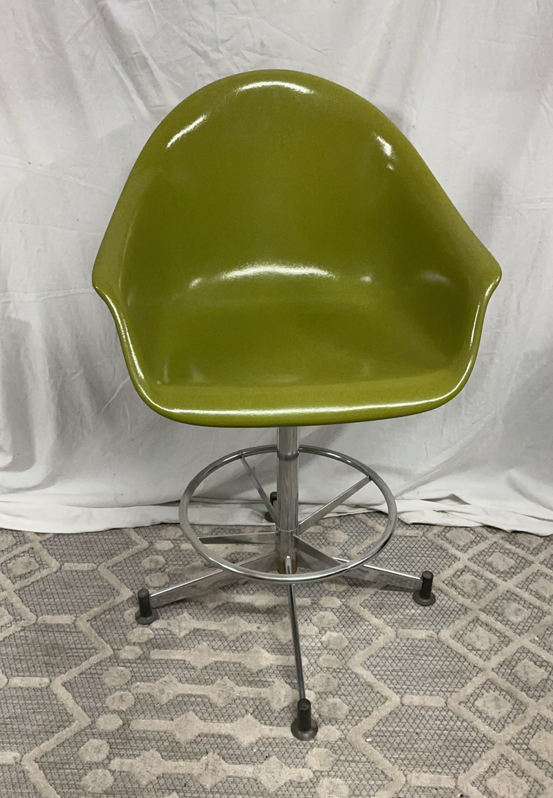 MCM Olive Cosco swivel stool, 2 leopard doormats - image 1 of 6