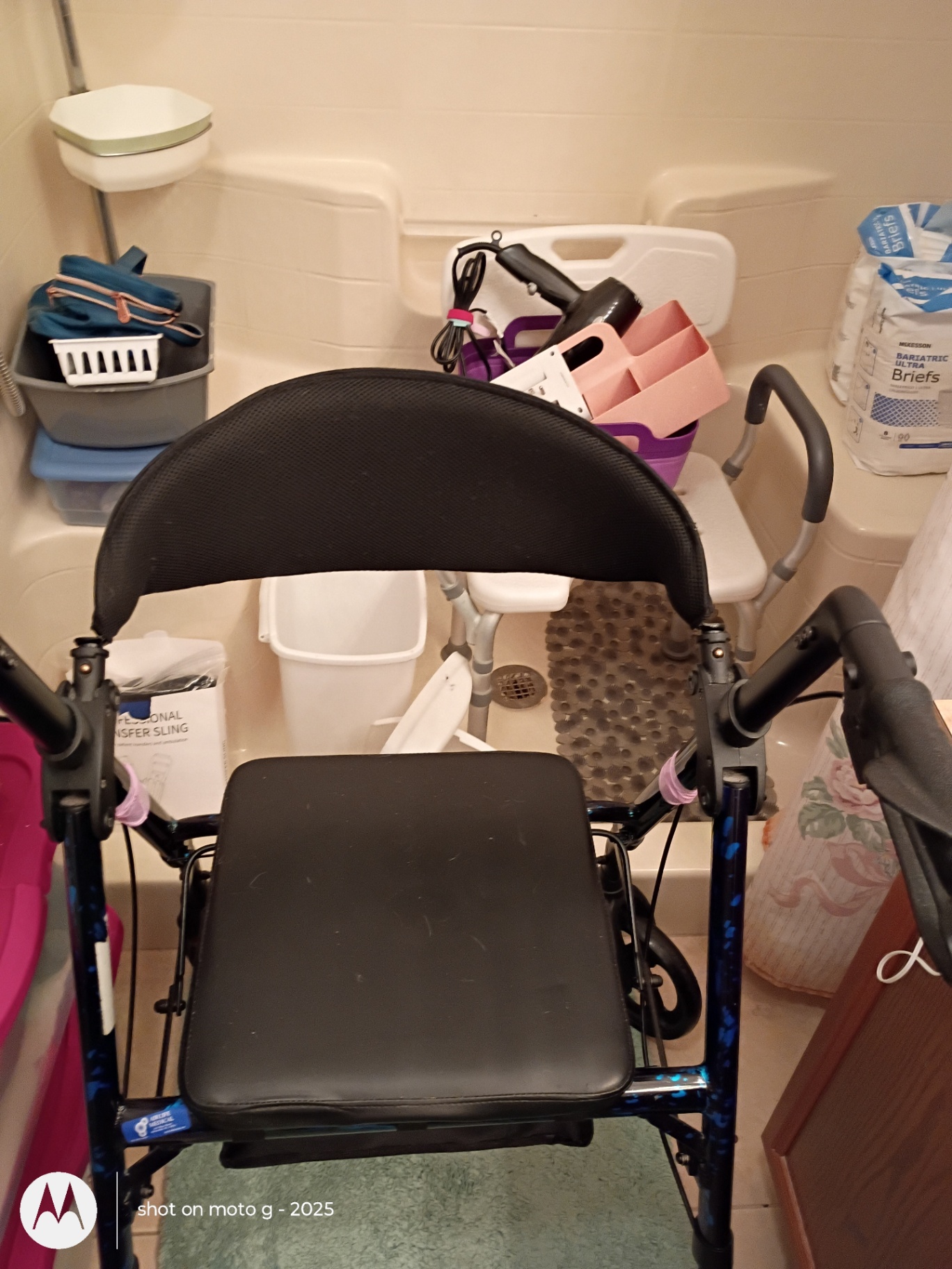 Rolling Walker With Seat and Bathroom Care Items - image 1 of 4