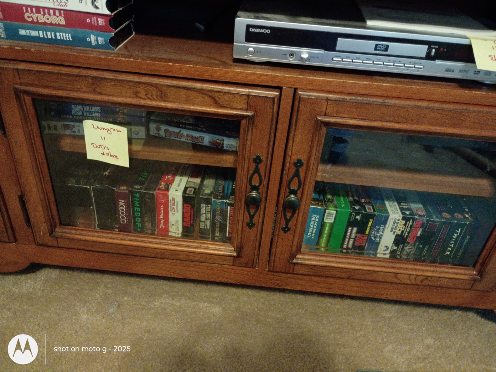 Assorted VHS Tapes, DVDs, and Media Storage Cabinet - image 3 of 8