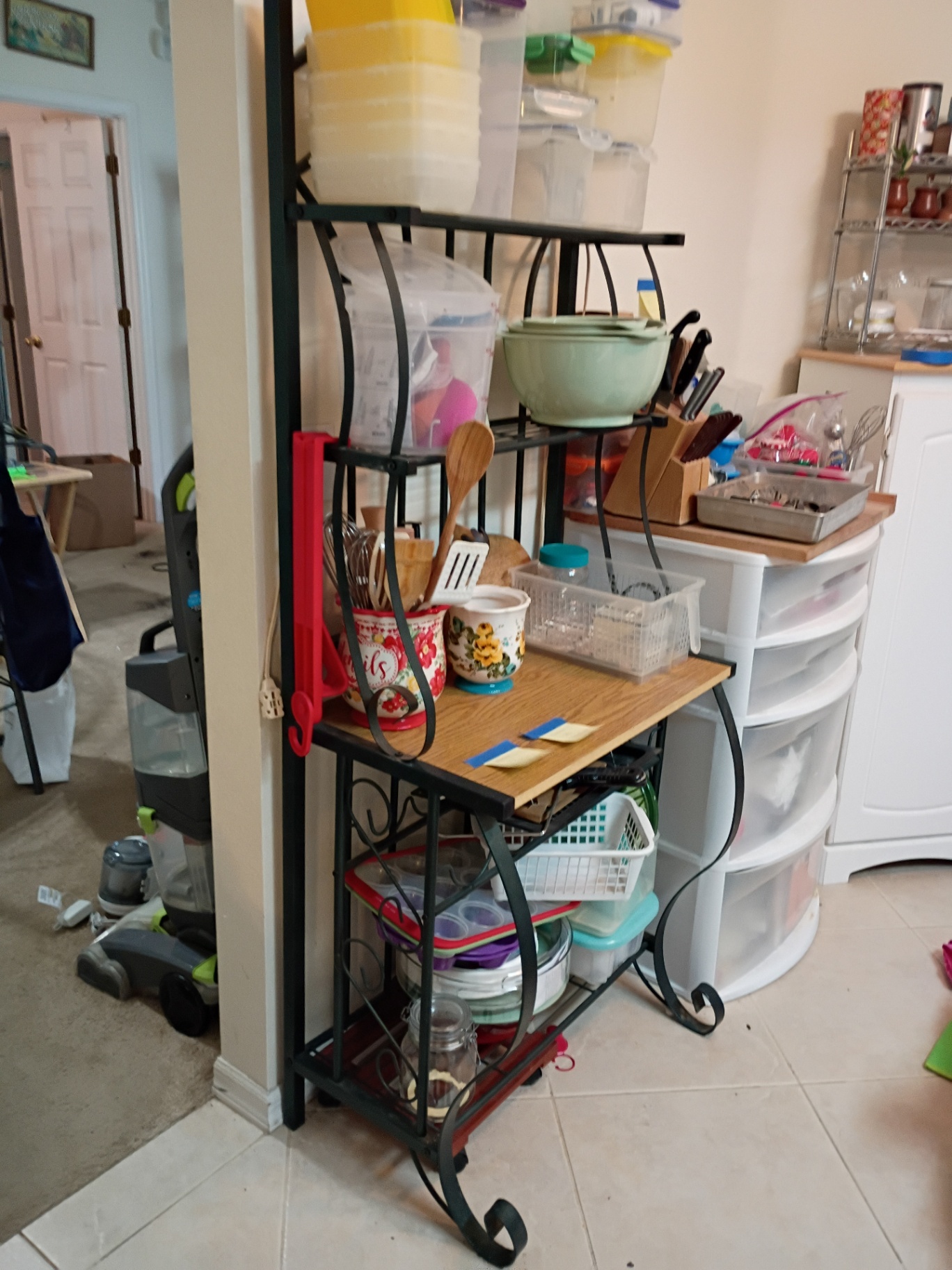 Bakers Rack with Kitchen Storage Containers and Utensils - image 2 of 2