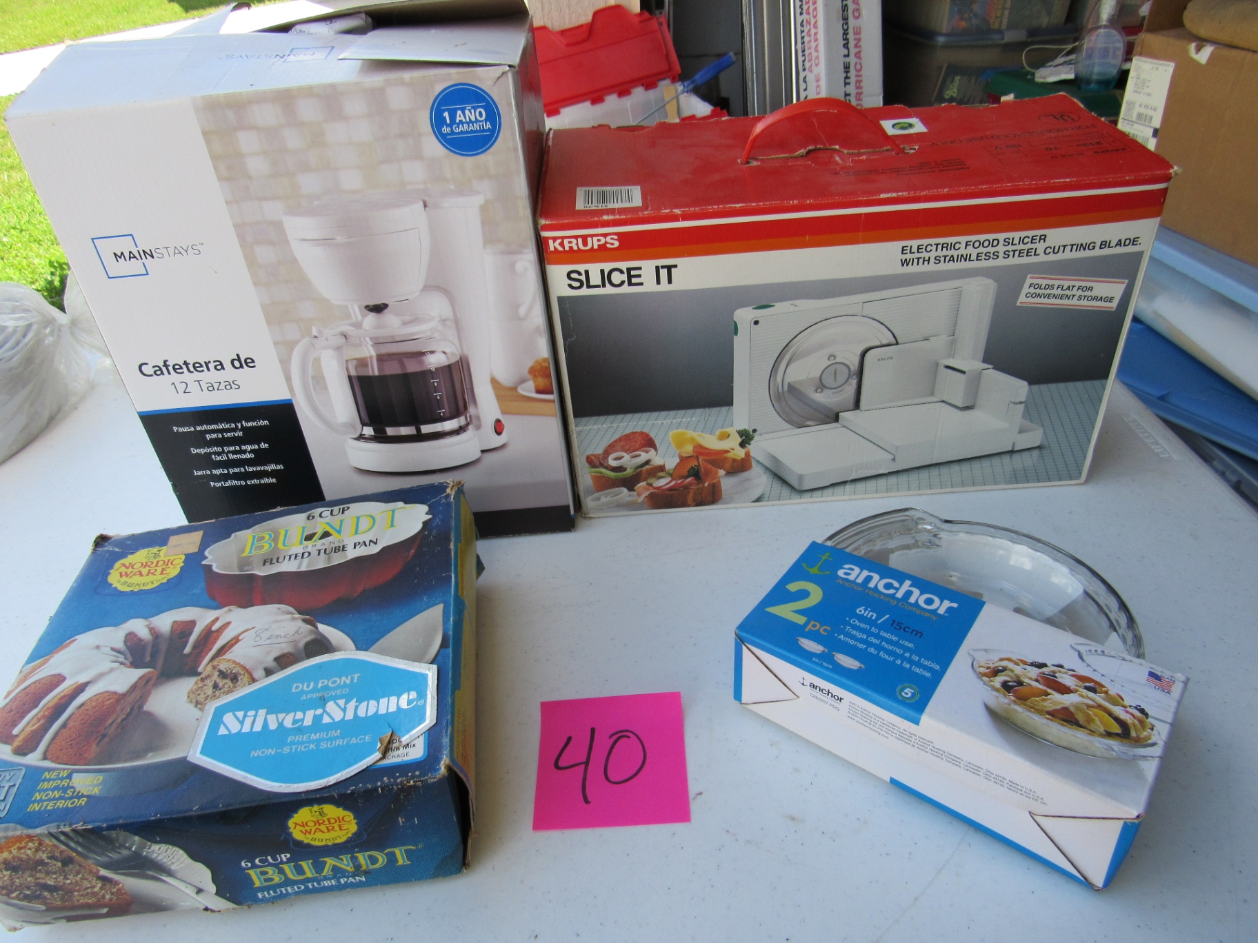 Coffee Maker, Electric Food Slicer, Bundt Pan, and Pie Plates - image 1 of 1