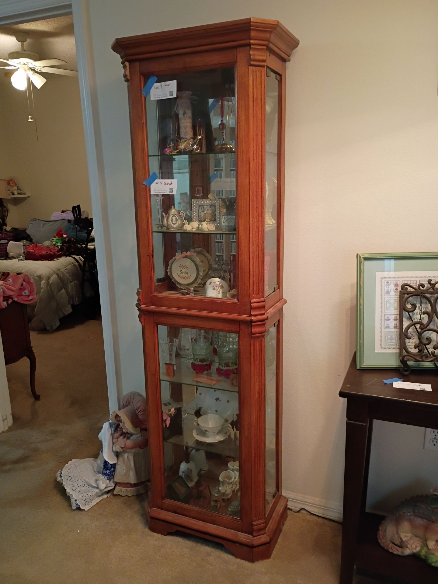 Tall Wood and Glass Curio Display Cabinet - image 4 of 6