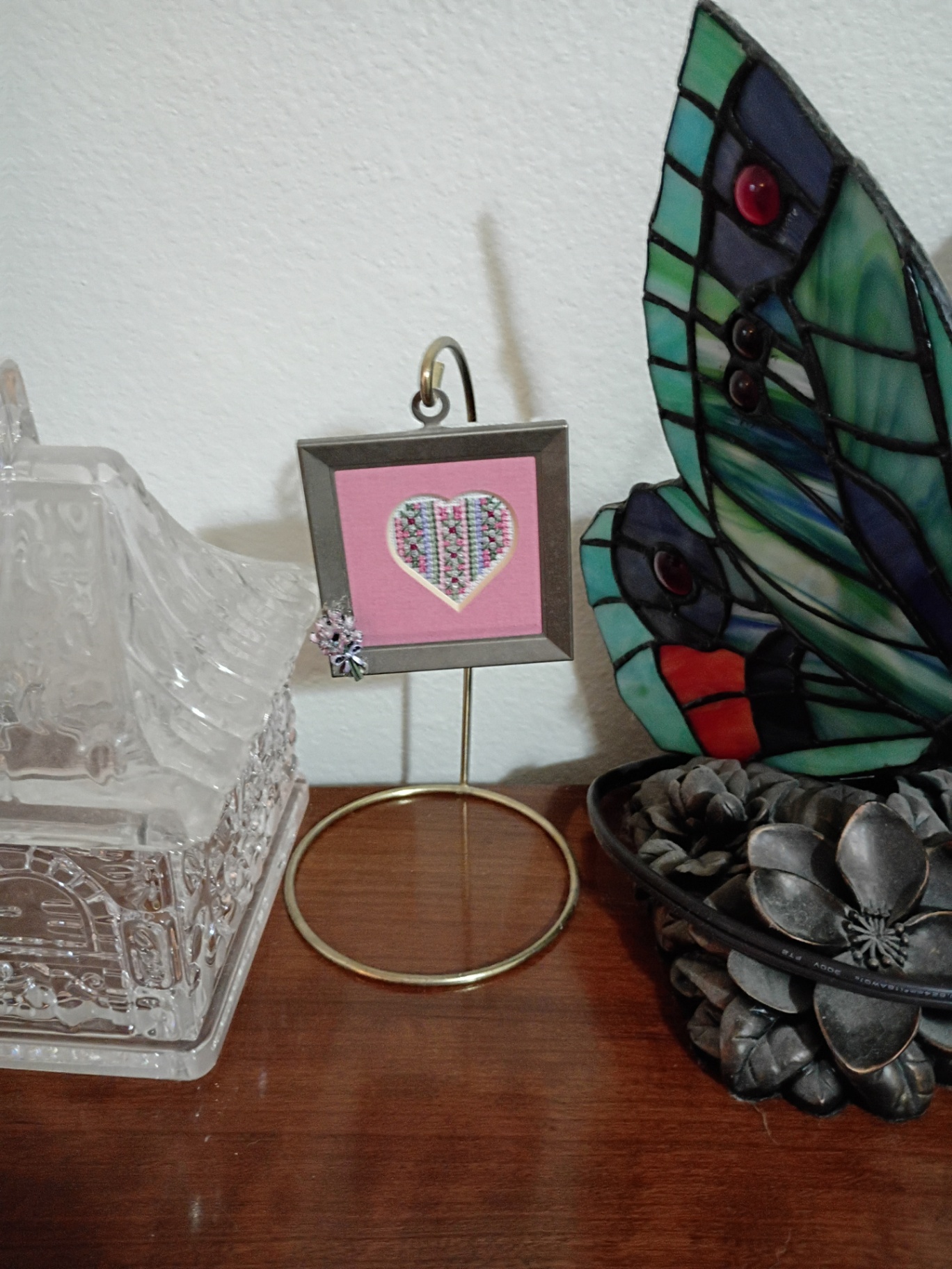 Decorative Lamps, Glass Container, Butterfly Light, and Framed Heart Decor - image 4 of 6