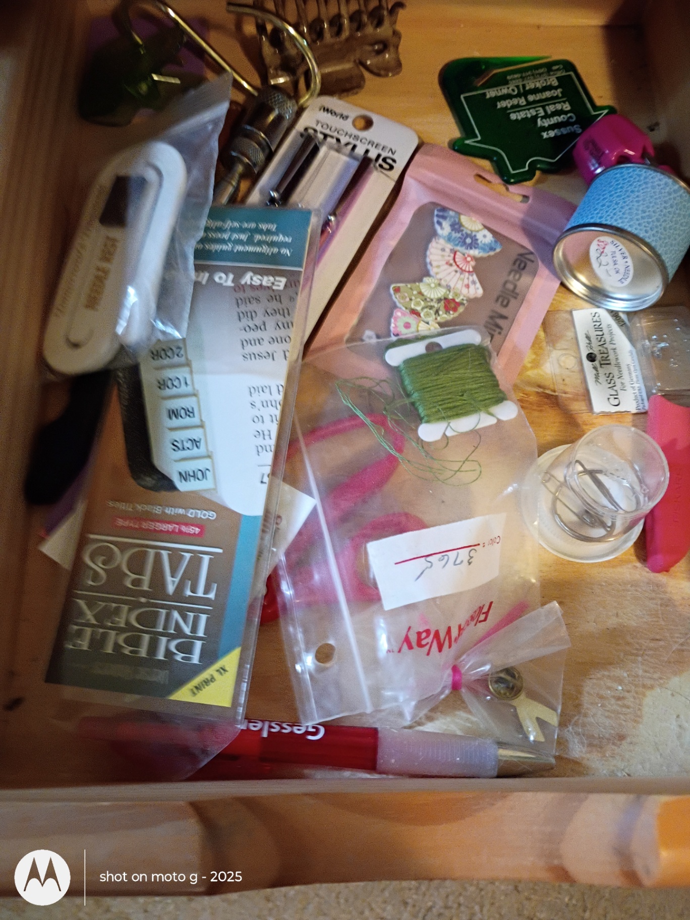 Wooden Rolling Drawer Organizer with Assorted Office and Craft Supplies - image 3 of 8