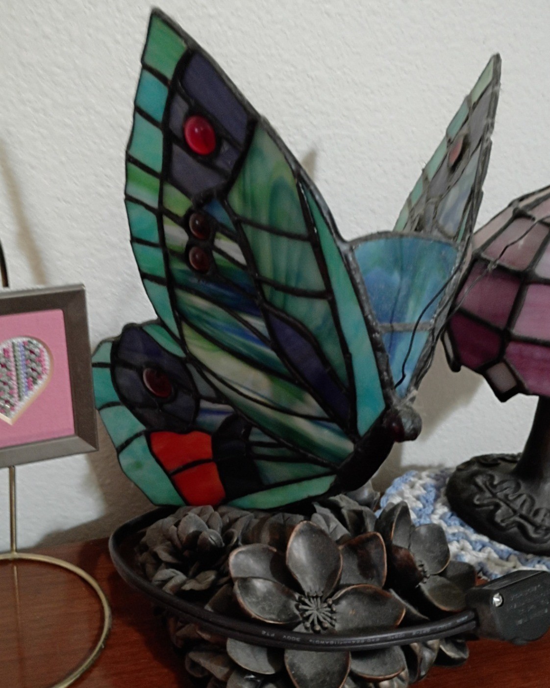 Decorative Lamps, Glass Container, Butterfly Light, and Framed Heart Decor - image 5 of 6