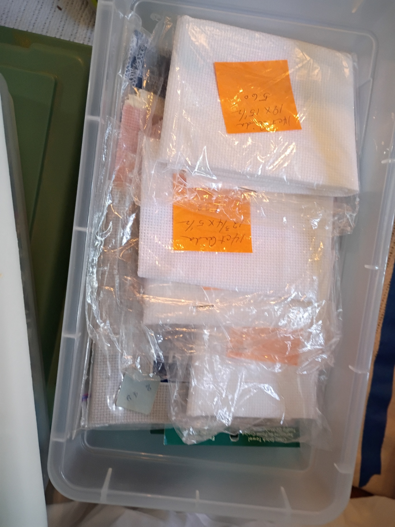 Plastic Storage Bins with Cross Stitch and Craft Supplies - image 4 of 7