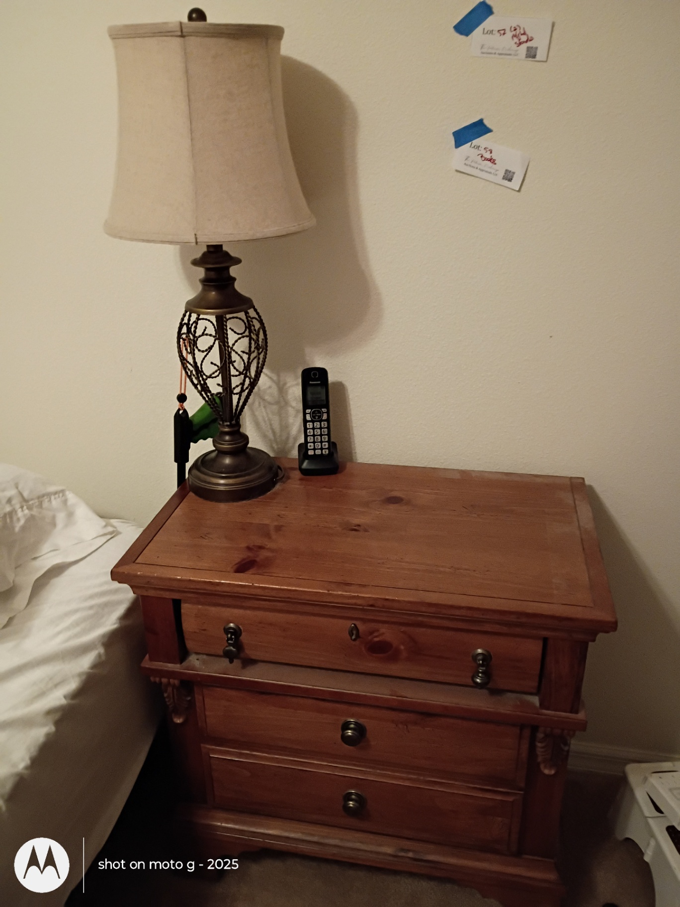 Wooden Nightstand with Table Lamp - image 1 of 2