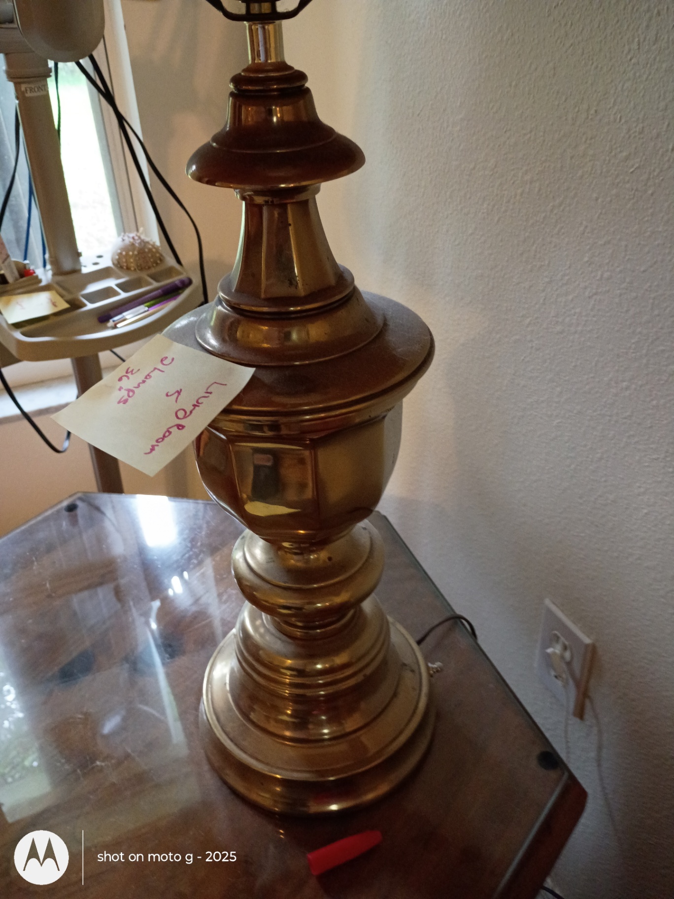 Brass Table Lamps with Pleated Shades - image 2 of 8