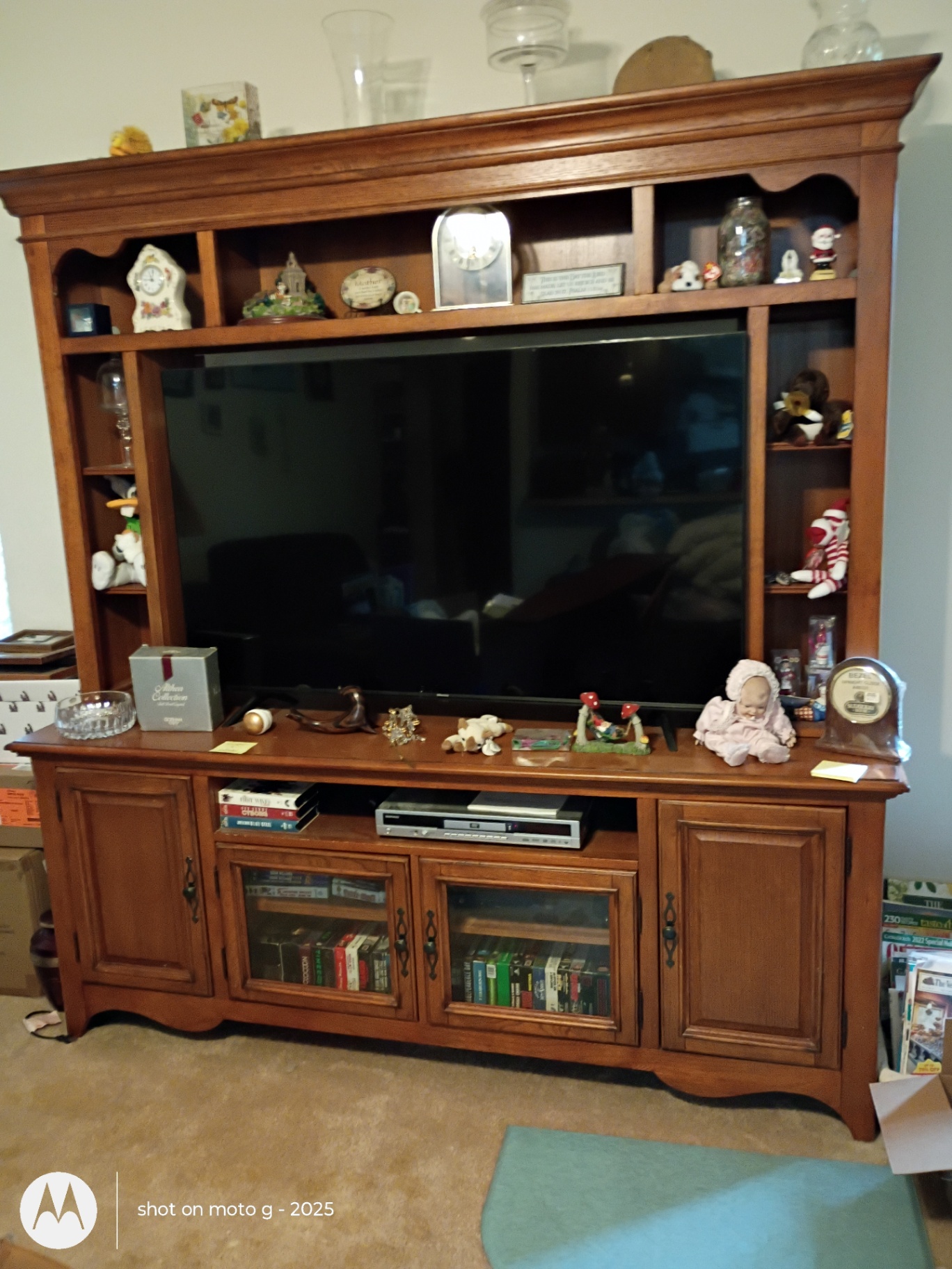 Wood Entertainment Center with Shelving and Cabinets - image 1 of 13