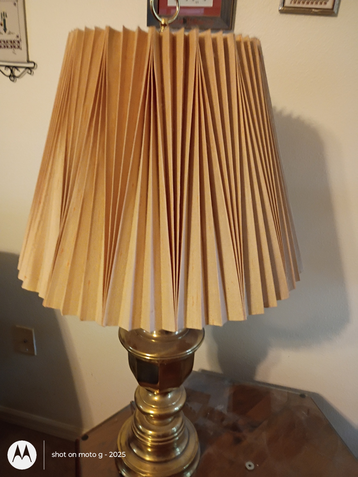 Brass Table Lamps with Pleated Shades - image 8 of 8