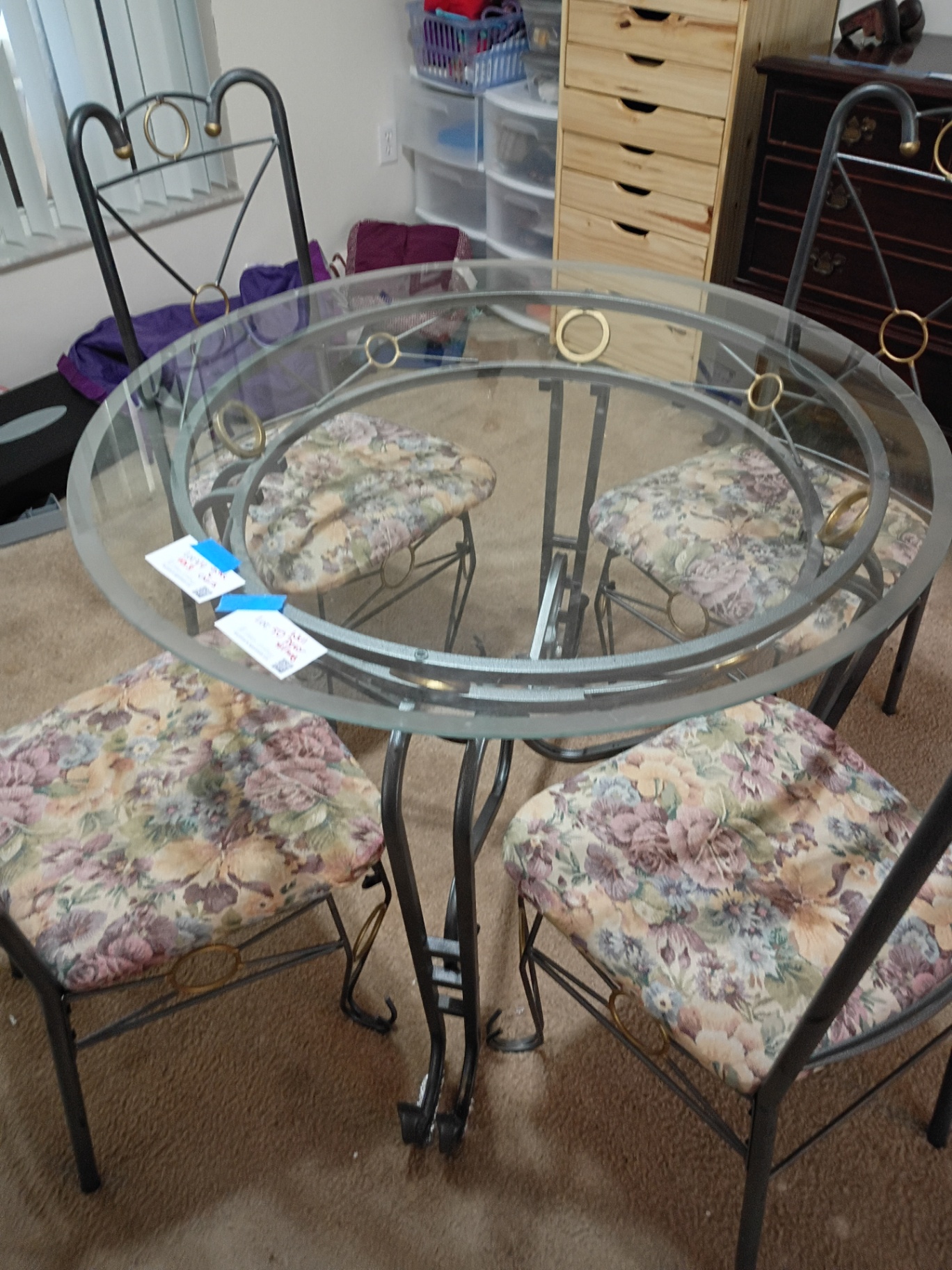 Glass Top Dining Table and Four Chairs - image 1 of 5