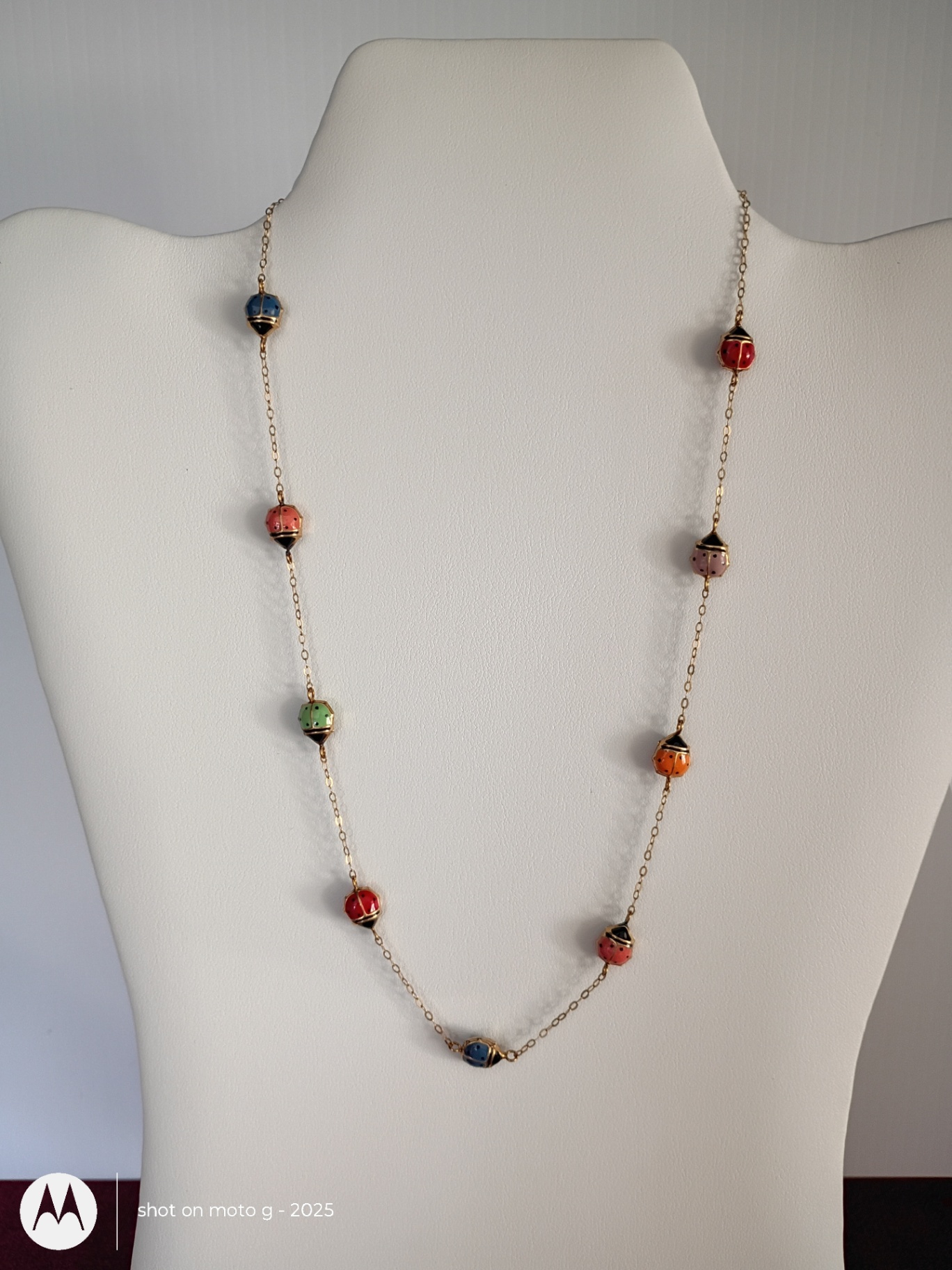 10K Gold Enamel Ladybug Necklace - image 1 of 6