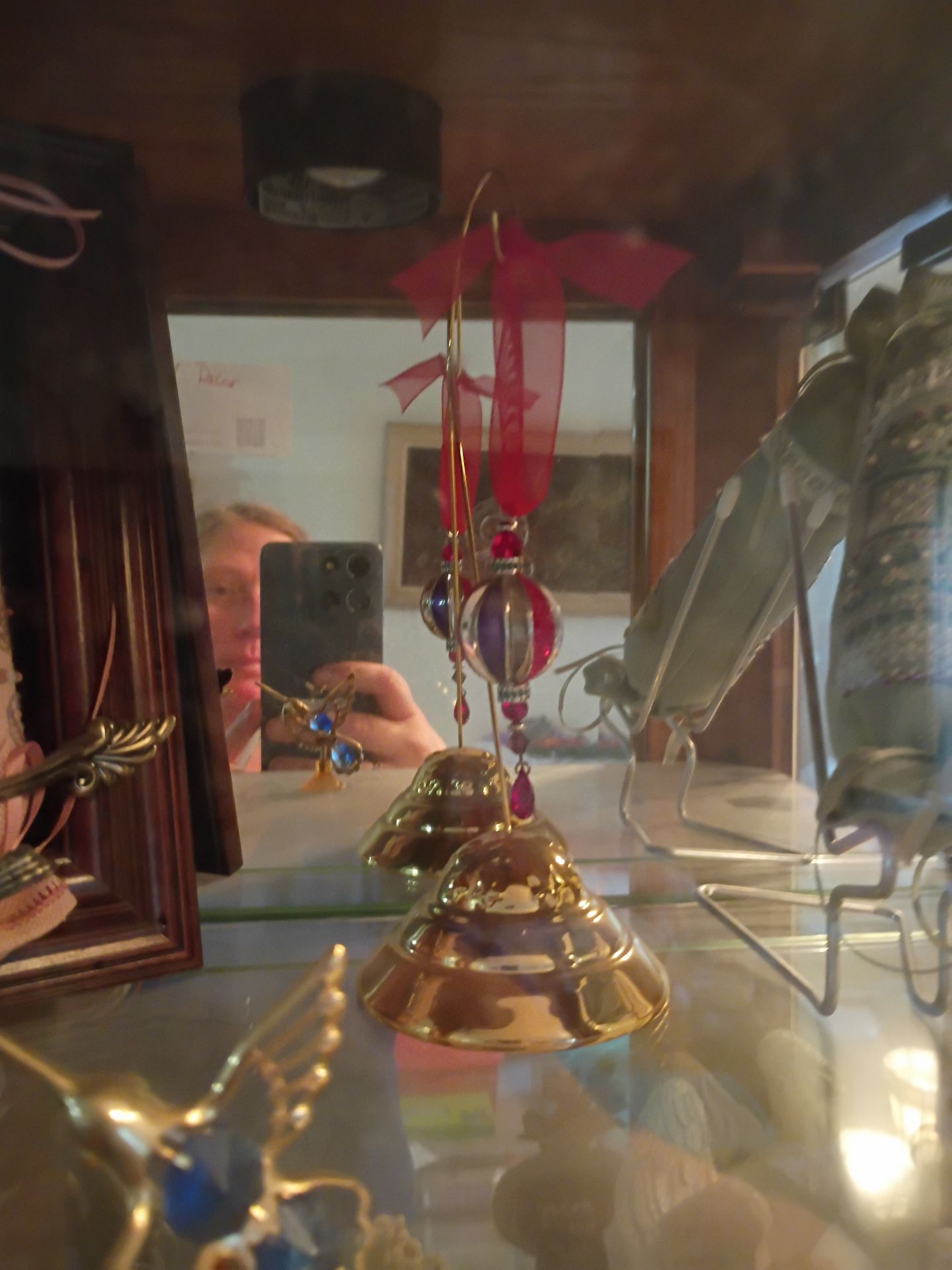 Display Cabinet with Decorative Figurines and Needlework Items - image 3 of 9