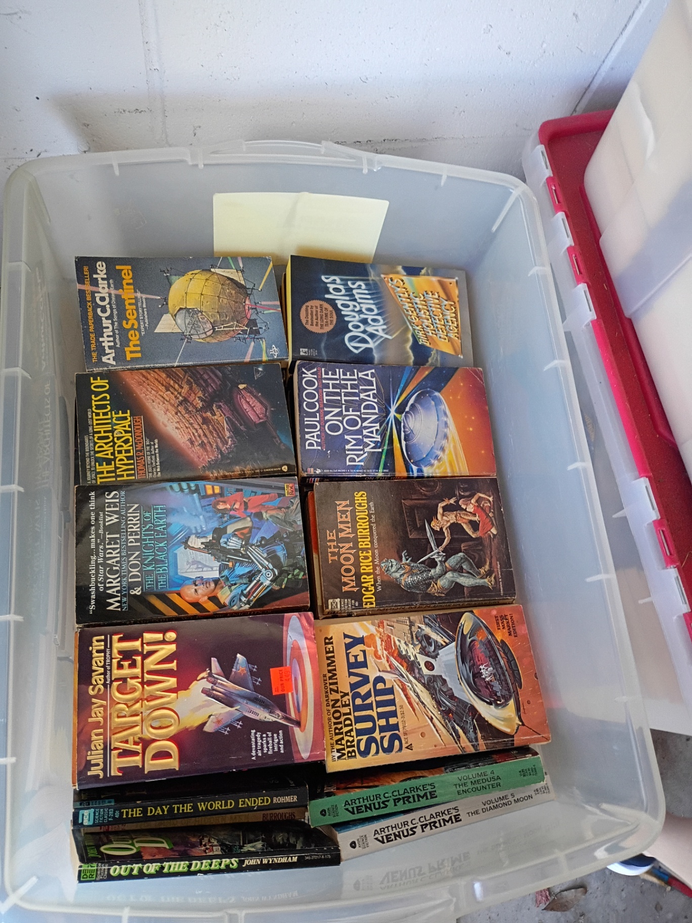 Plastic Storage Tote with Science Fiction Paperback Books - image 2 of 3