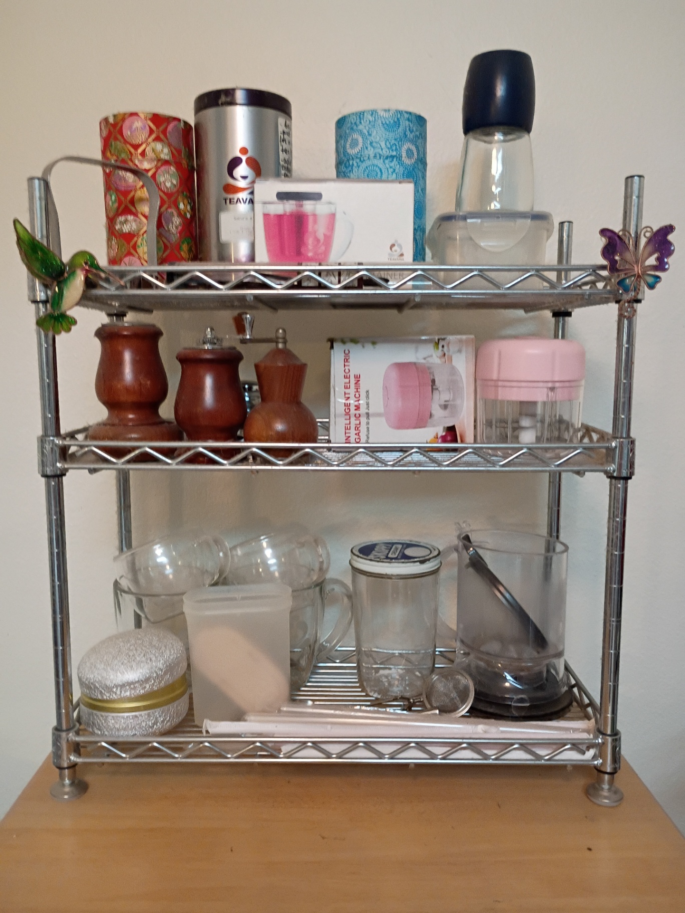 White Storage Cabinet with Metal Shelving and Kitchen Accessories - image 2 of 4