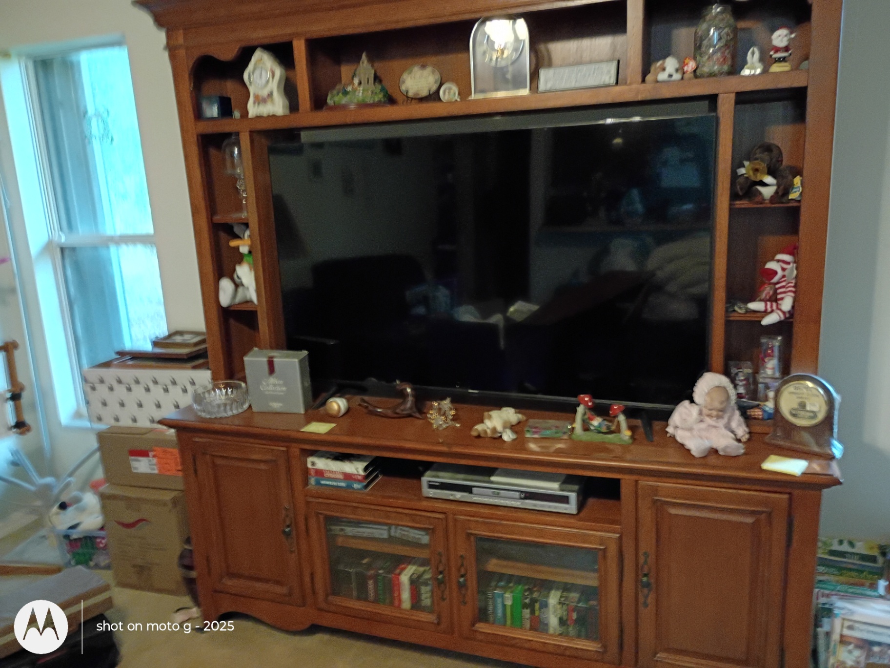 Wood Entertainment Center with Shelving and Cabinets - image 3 of 13