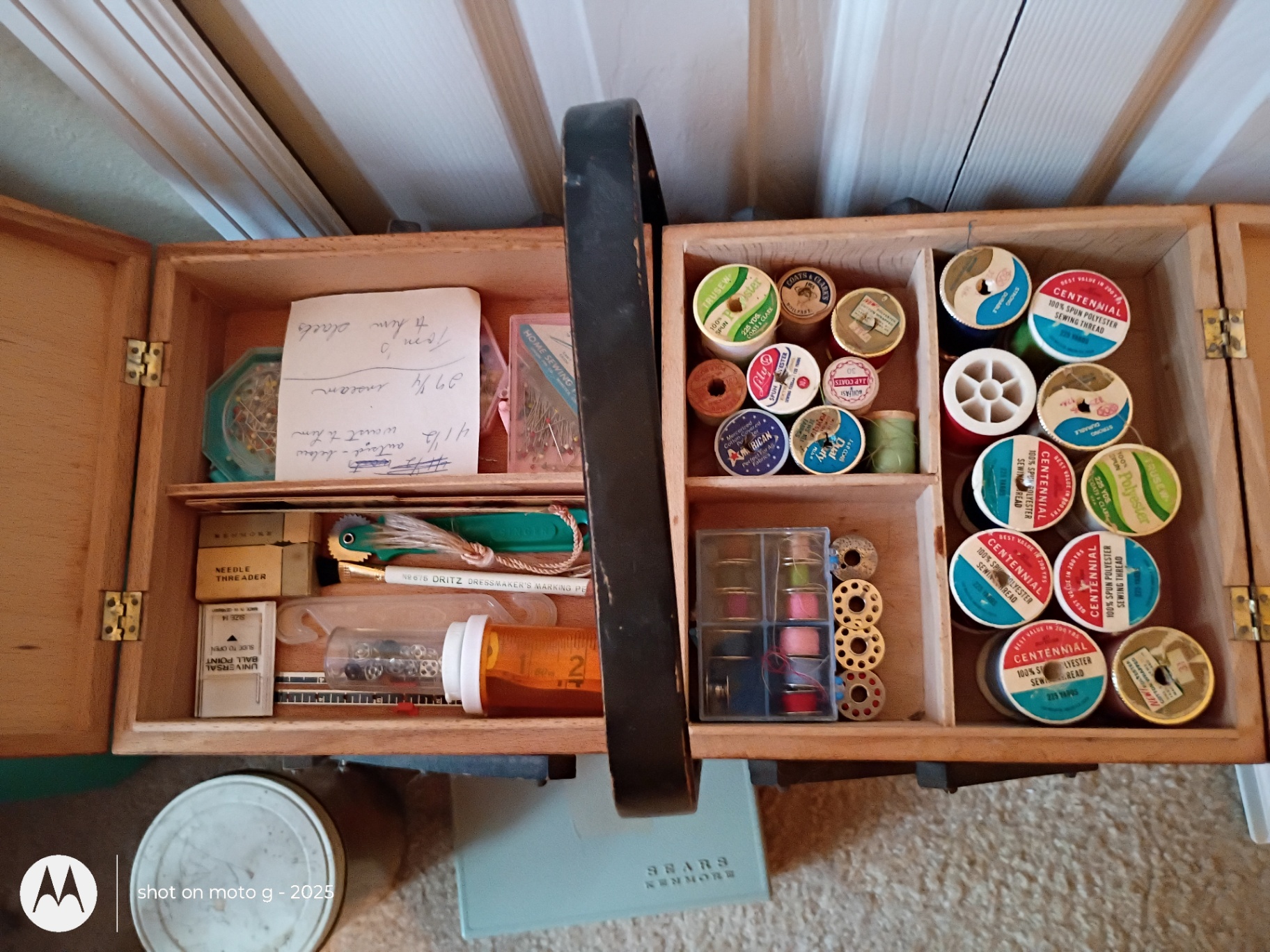 Wooden Sewing Box with Sewing Supplies and Craft Materials - image 5 of 6